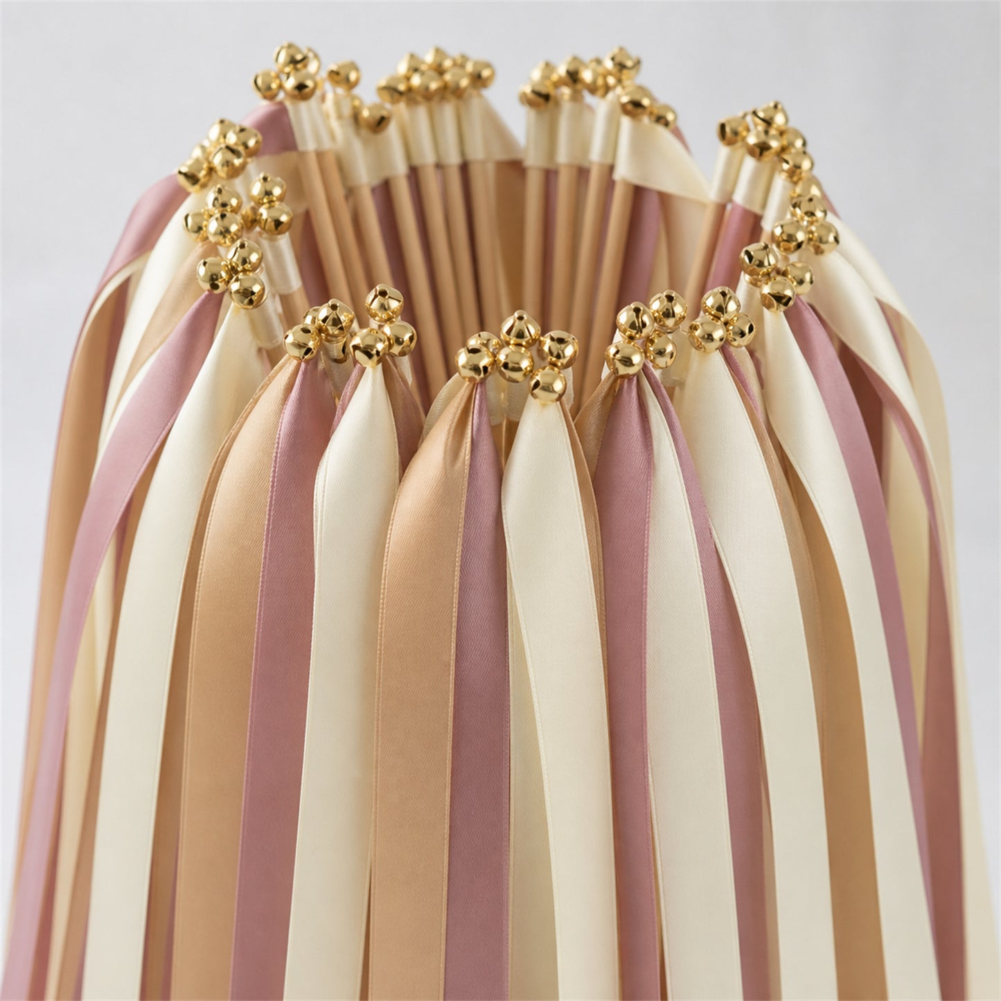 Cafe Mauve Wedding Send-Off Wands - Triple Satin Ribbon in Cream, Toffee and Antique Mauve