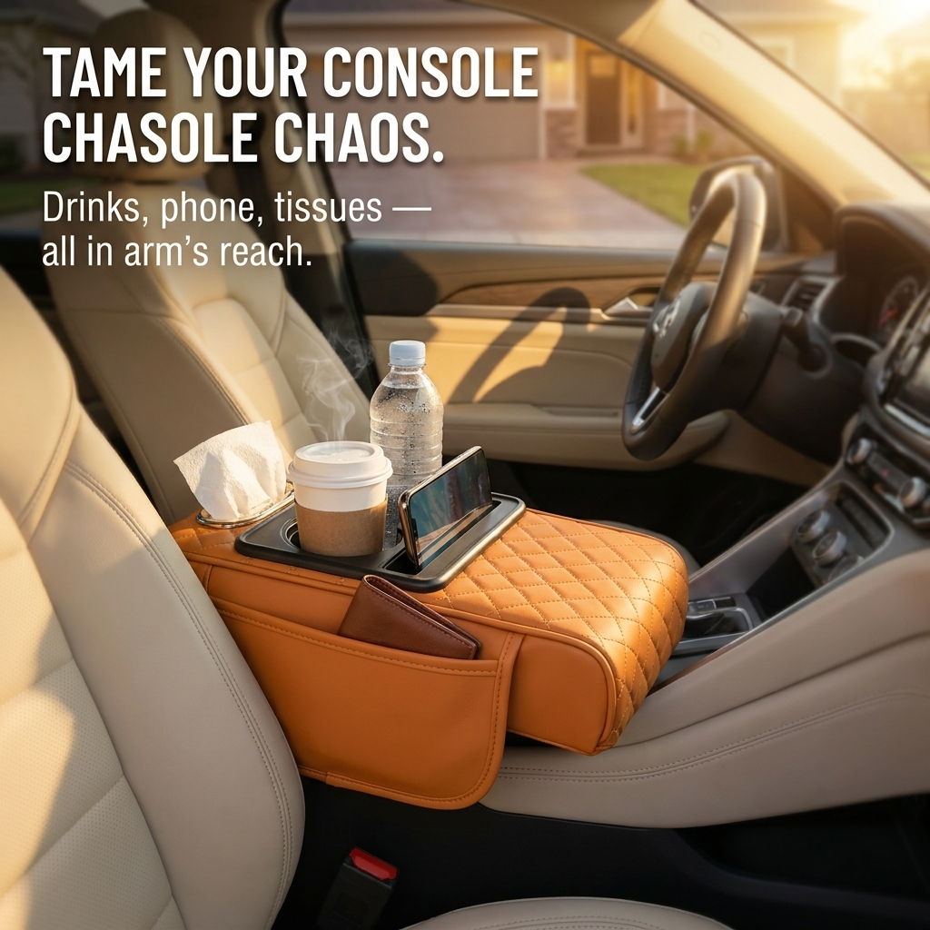 LuminaLuxe™ — Tame Center Console Chaos With One Strap-On Armrest Pad
