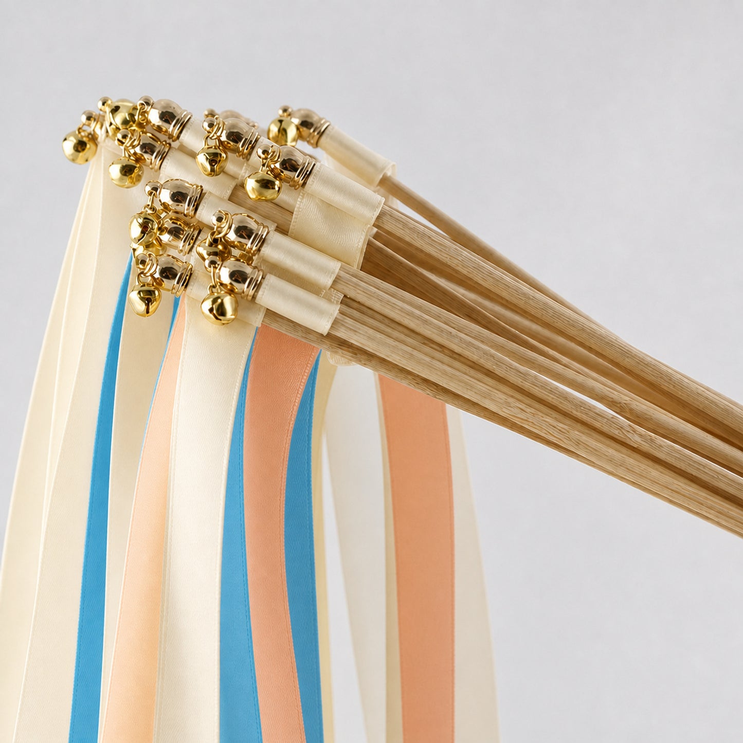 Handmade Mediterranean Wedding Send-Off Wands - Cream, Ocean Blue and Light Peach