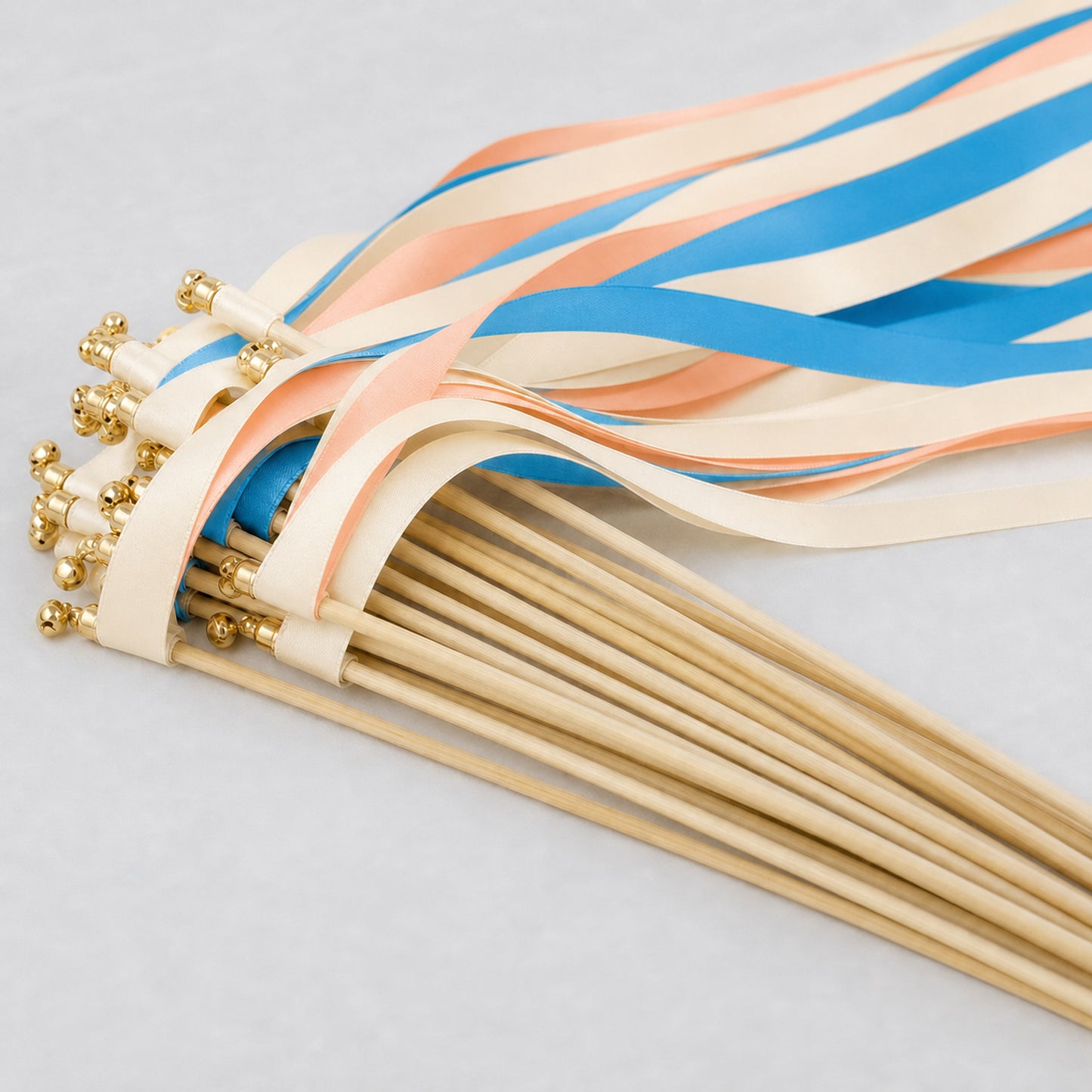 Handmade Mediterranean Wedding Send-Off Wands - Cream, Ocean Blue and Light Peach