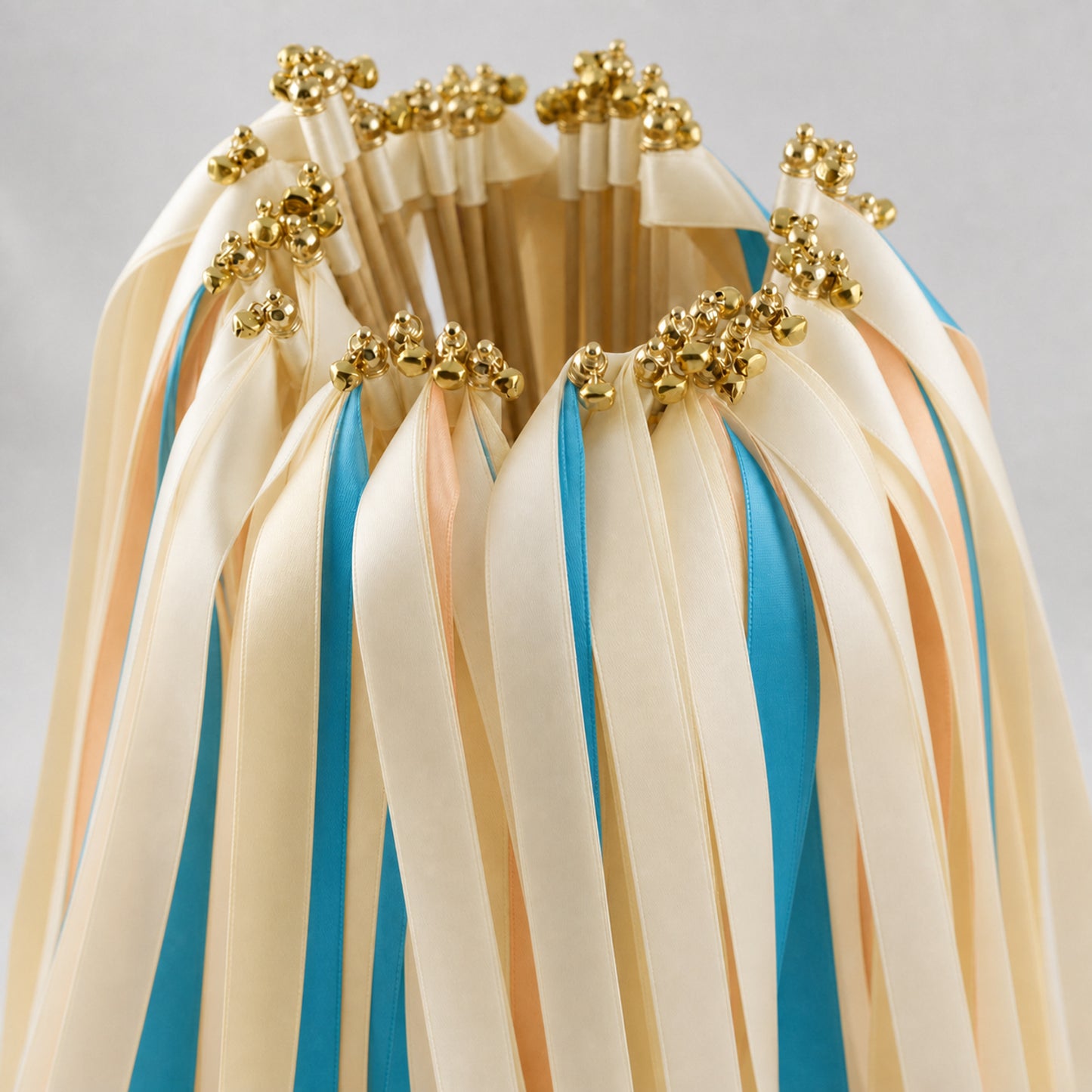 Handmade Mediterranean Wedding Send-Off Wands - Cream, Ocean Blue and Light Peach