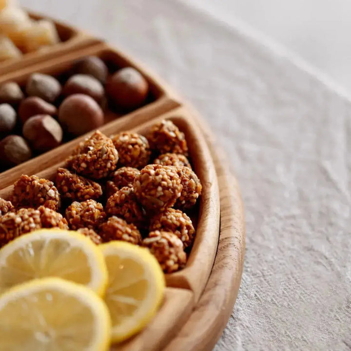 Wood Serving Tray with Compartments for Snacks & Appetizers