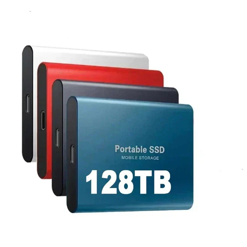 Compact Aluminum External SSD - 128TB Portable Hard Drive with Fast Speed