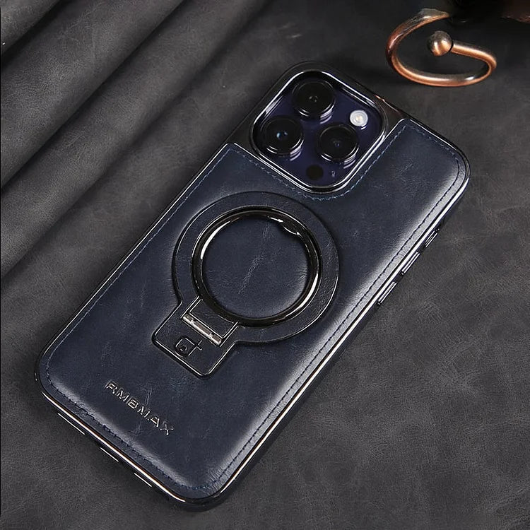 iPhone LuxeLeather Metal Stand Case