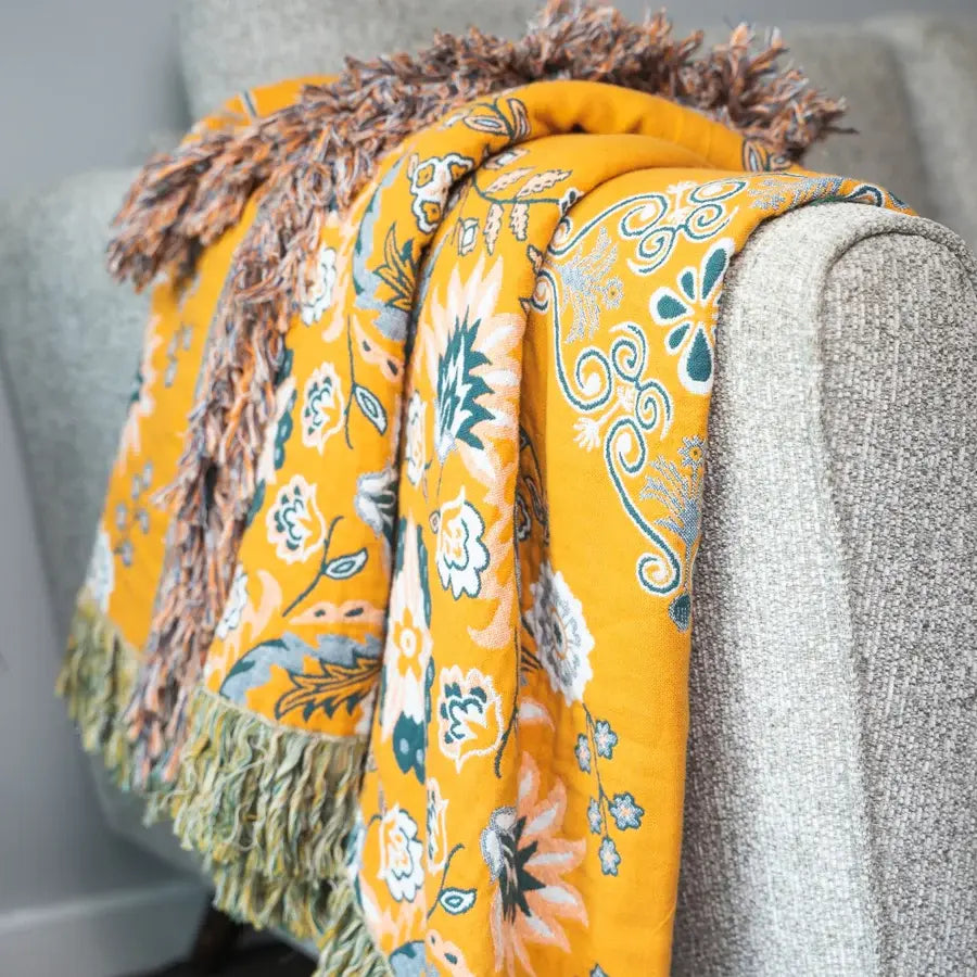 Vintage Throw Blanket Flower Sofa Cover