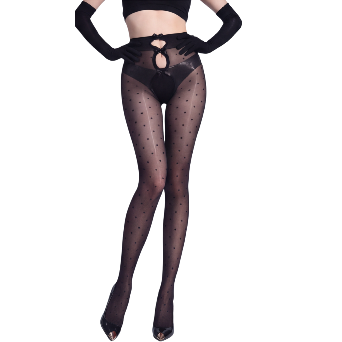 Aurelia™ – Bow Cutout Shimmer Polka Dot Tights