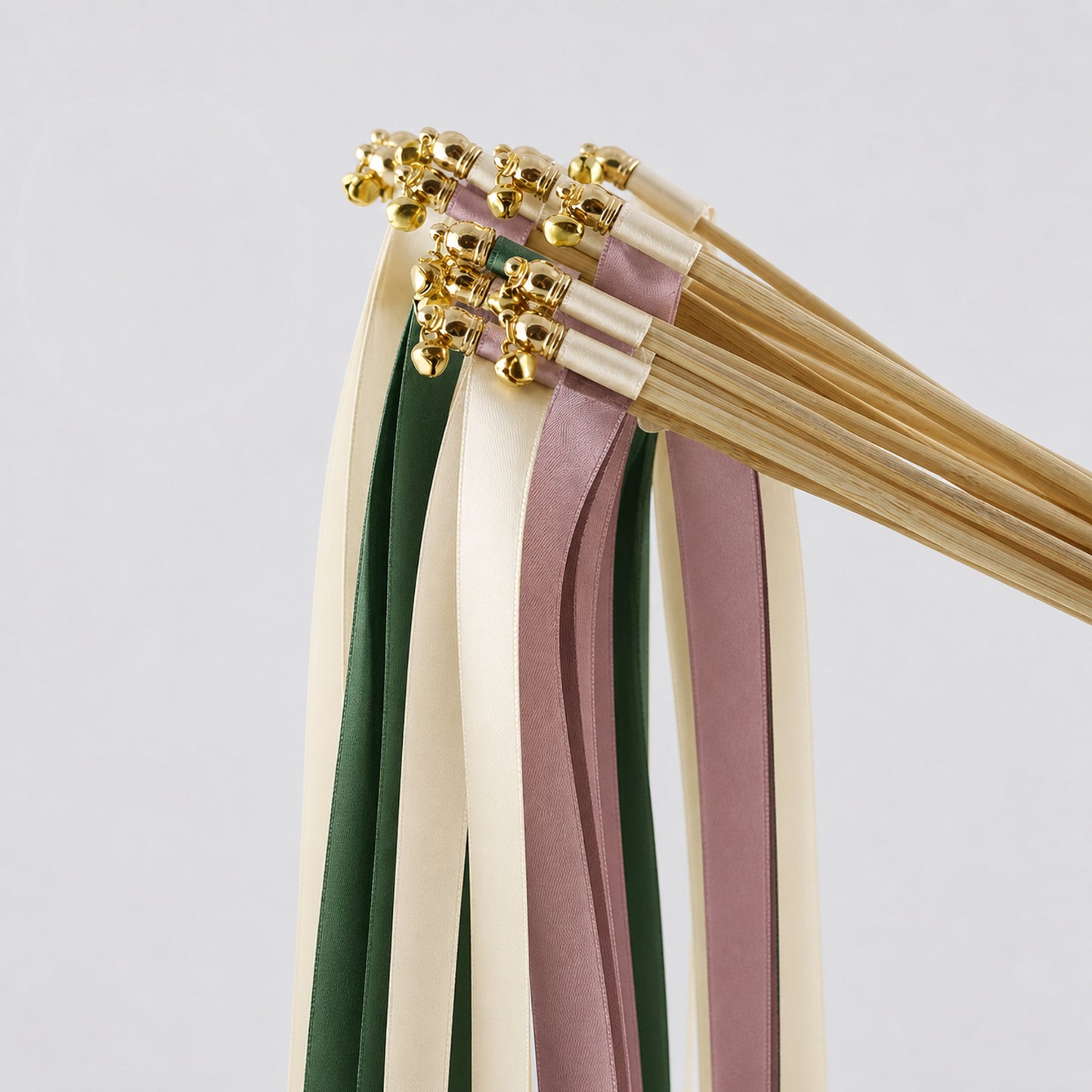 Cream, Hunter and Rosy Mauve Handmade Ribbon Wands - Hunter Mauve Wedding Send-Off
