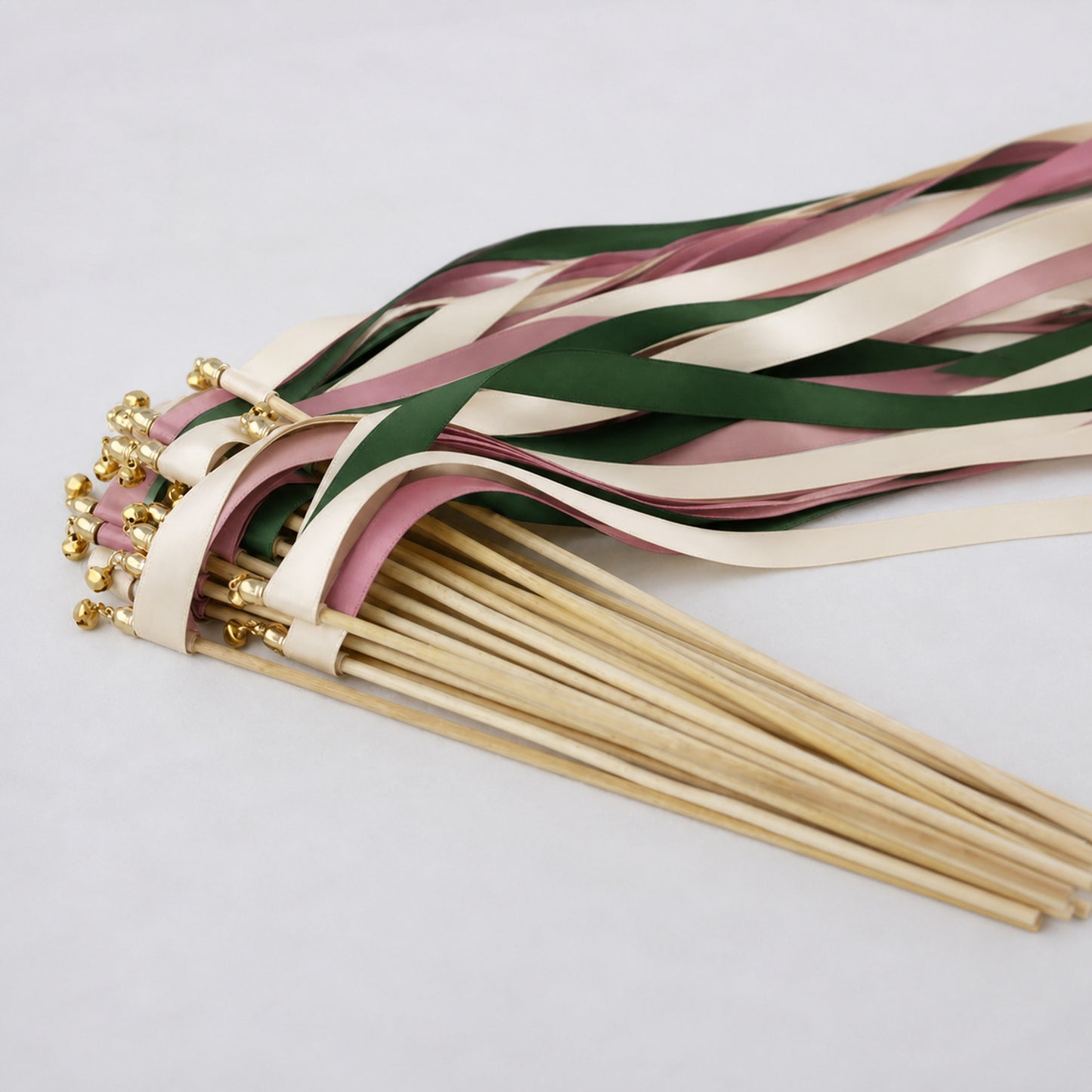 Cream, Hunter and Rosy Mauve Handmade Ribbon Wands - Hunter Mauve Wedding Send-Off