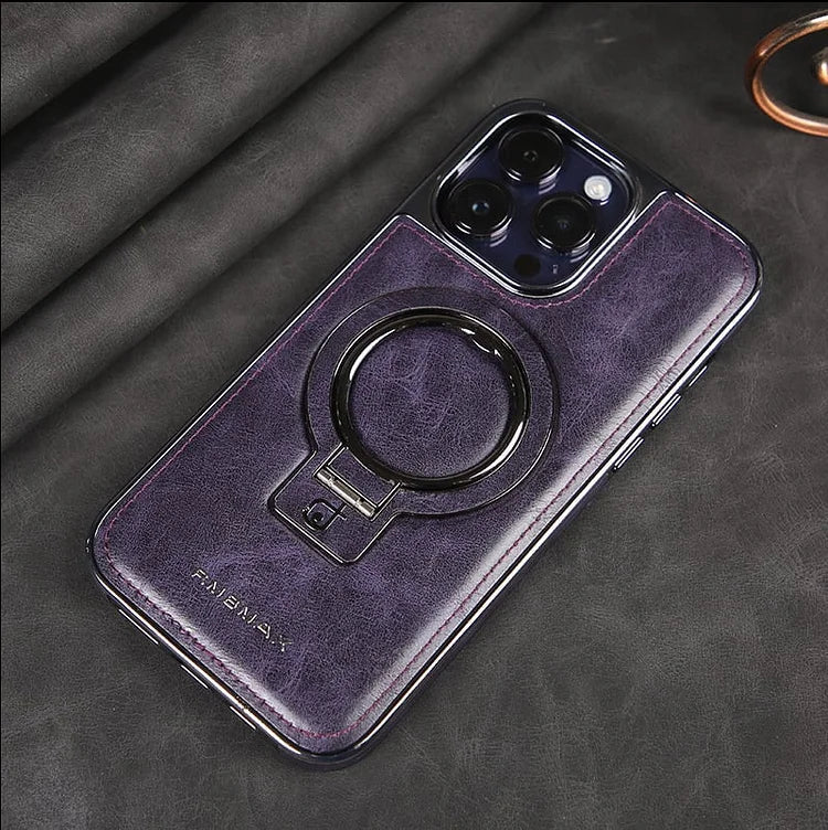 iPhone LuxeLeather Metal Stand Case