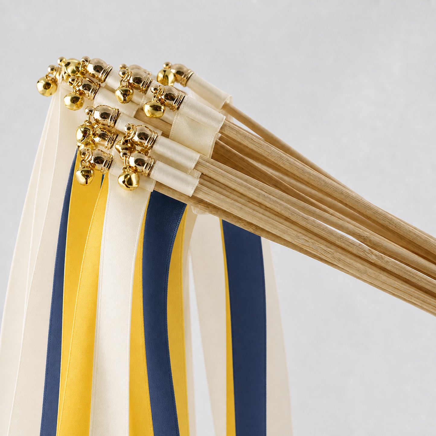 Handmade Nautical Wedding Send-Off Wands - Off White, Golden Yellow and Light Navy