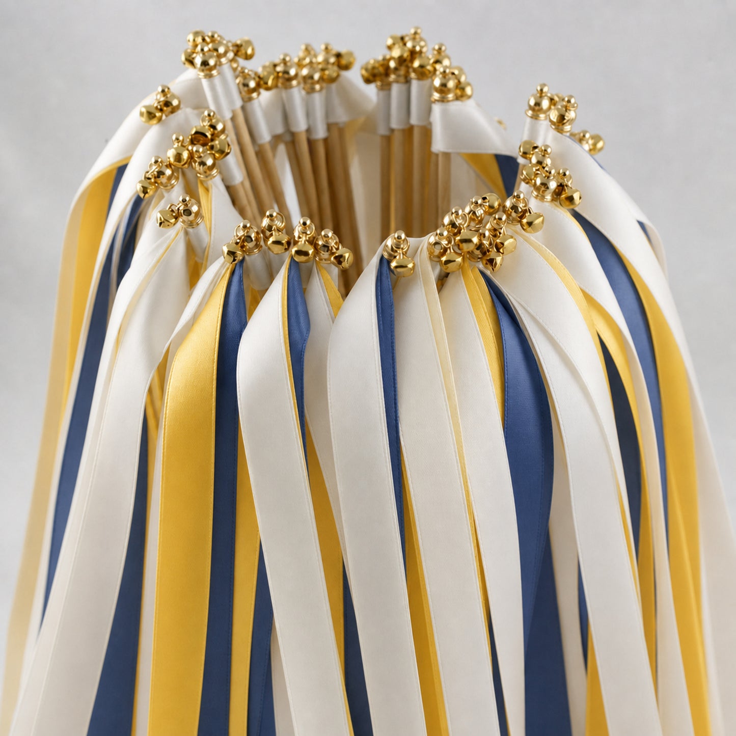 Handmade Nautical Wedding Send-Off Wands - Off White, Golden Yellow and Light Navy
