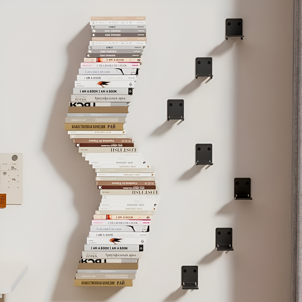 Floating Wall Shelf | Invisible Suspension Design for Books | Durable Iron Mounting Bracket | FloatShelf