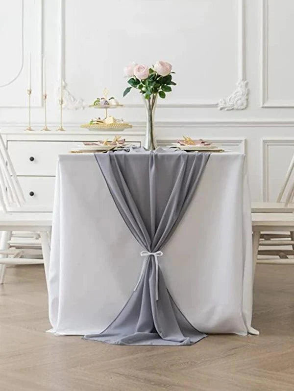2 Pieces 10ft Chiffon Light Gray Table Runner Romantic Chiffon Table Runner for Wedding Birthday - If you say i do