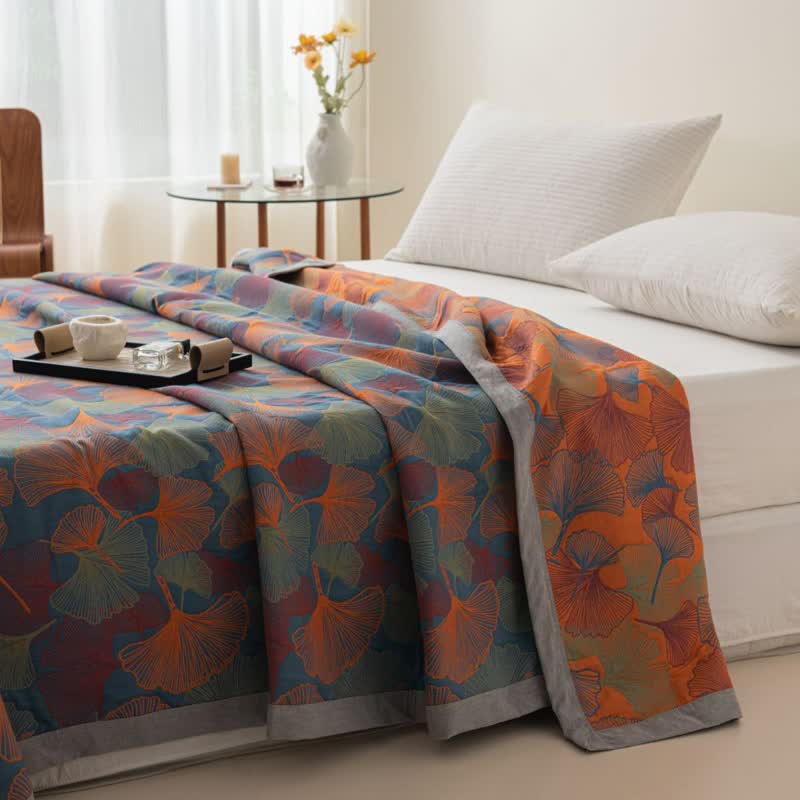 Ownkoti Ginkgo Leaf Three Layers Cotton Gauze Quilt - image 5