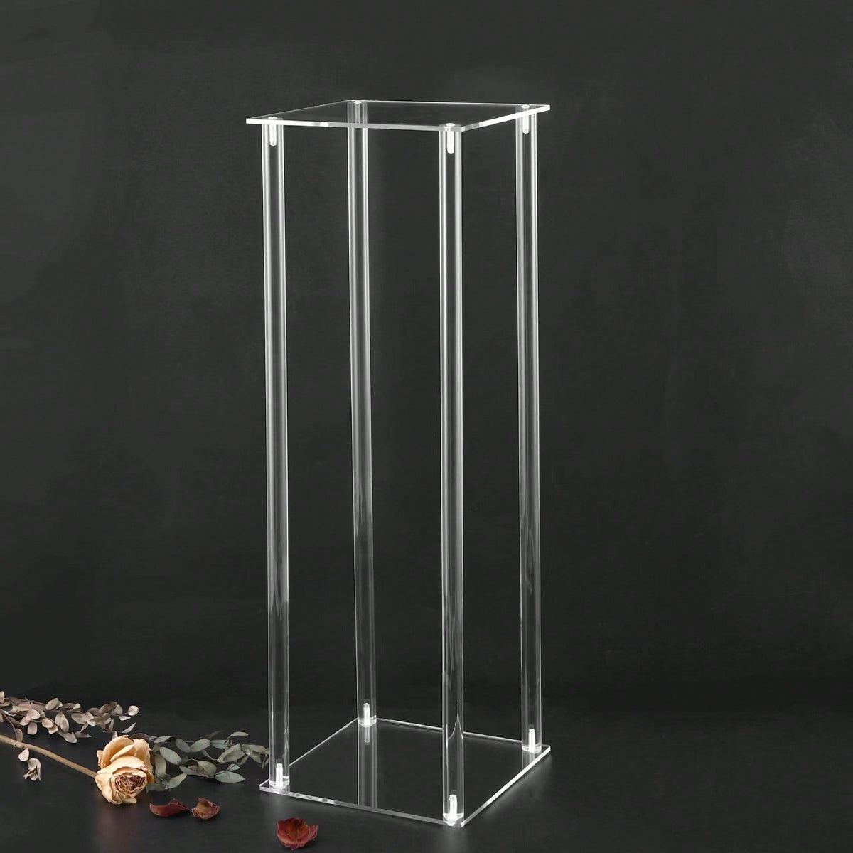 Square Acrylic Flower Stand Clear Column Vase Geometric Centerpiece