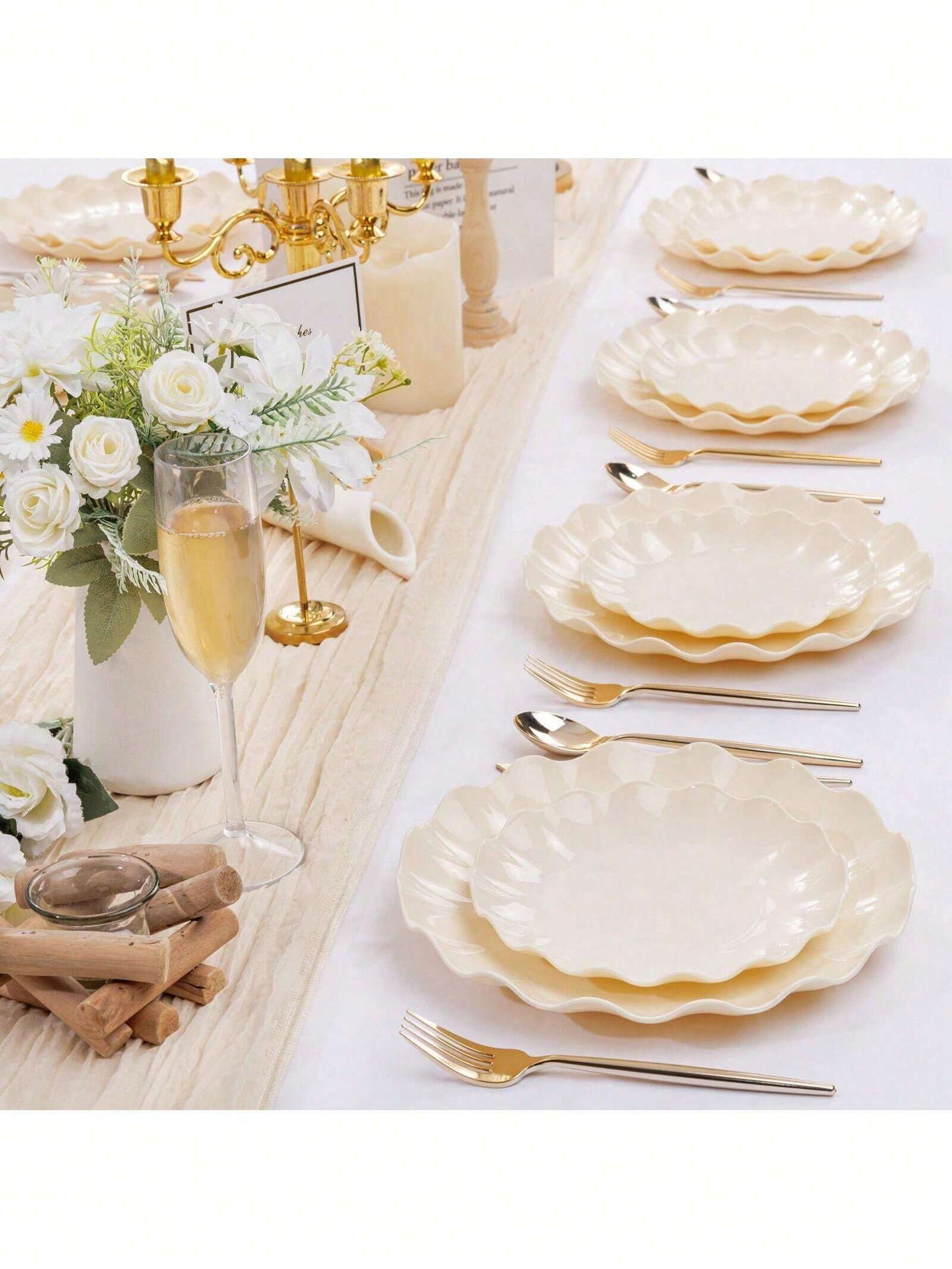 24-Piece Reusable Unbreakable Plastic Dinner and Salad Plates Set