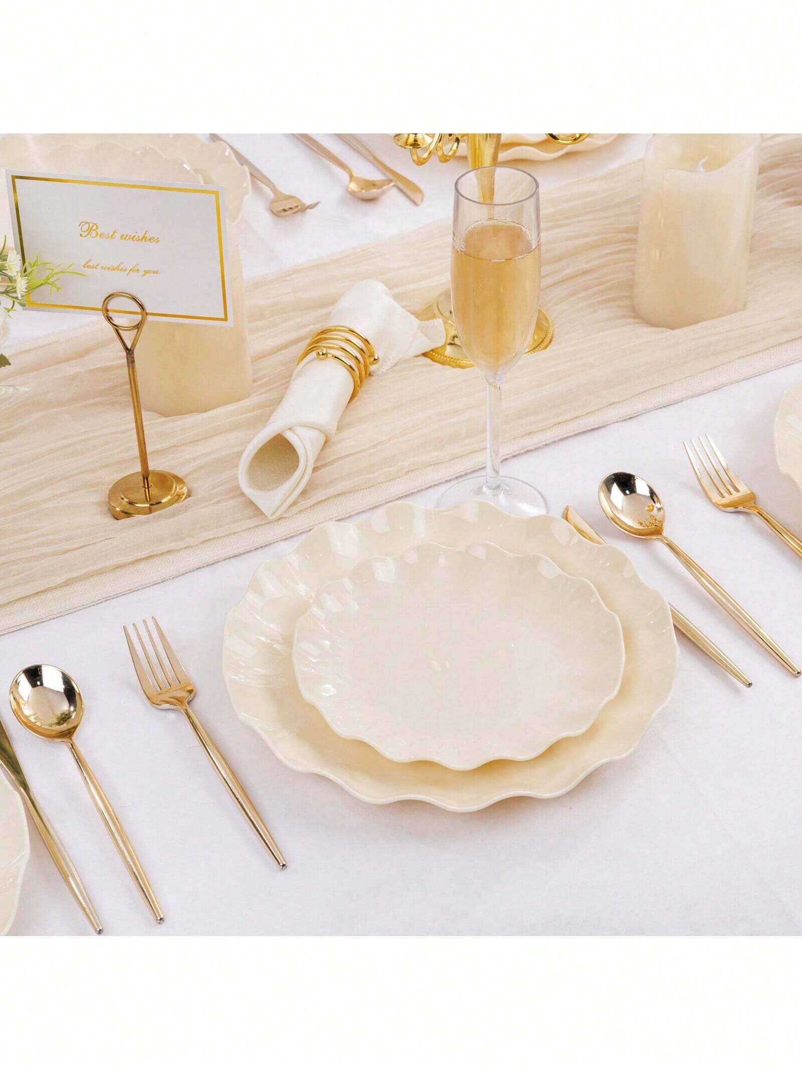 24-Piece Reusable Unbreakable Plastic Dinner and Salad Plates Set