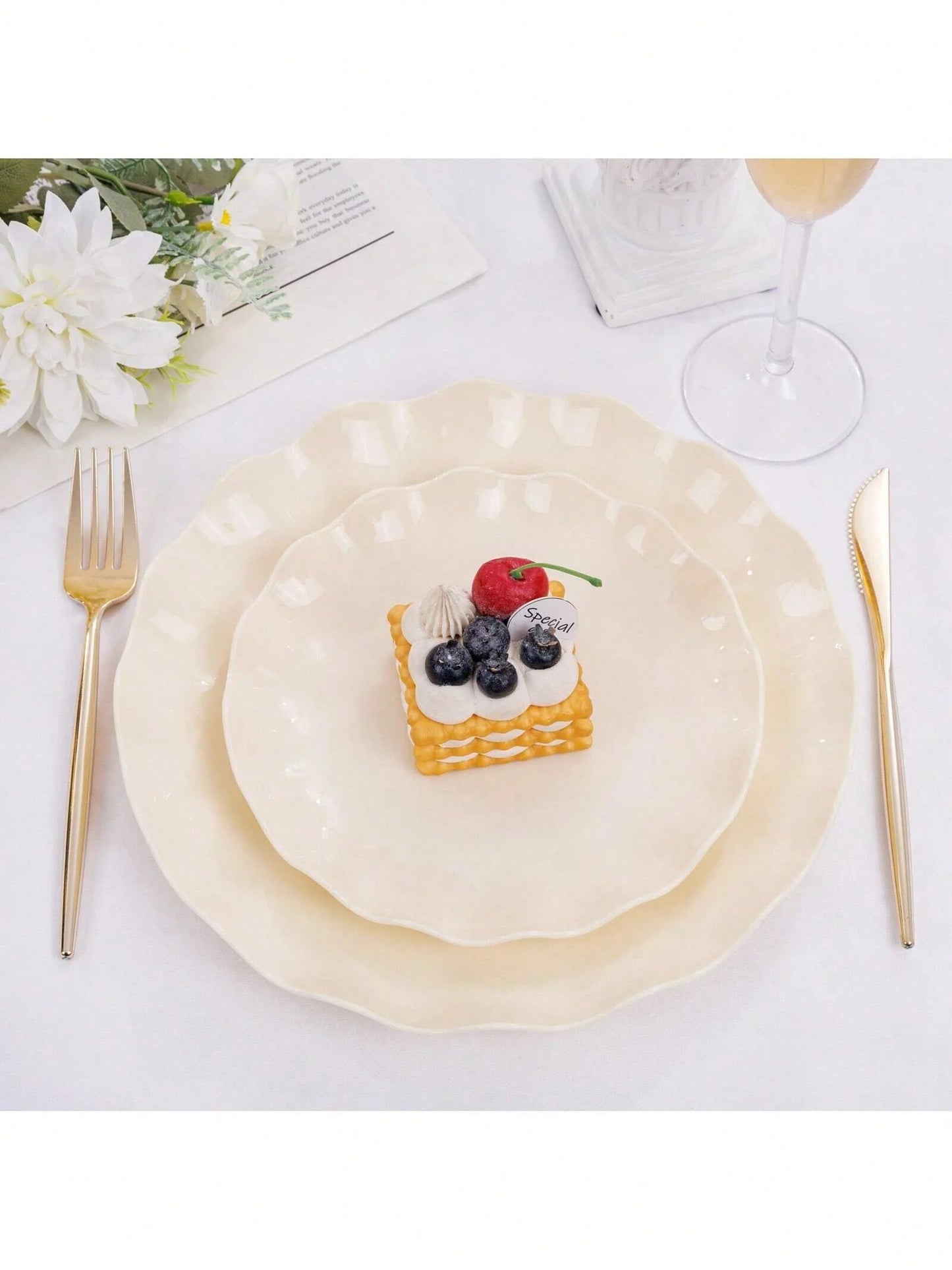 24-Piece Reusable Unbreakable Plastic Dinner and Salad Plates Set