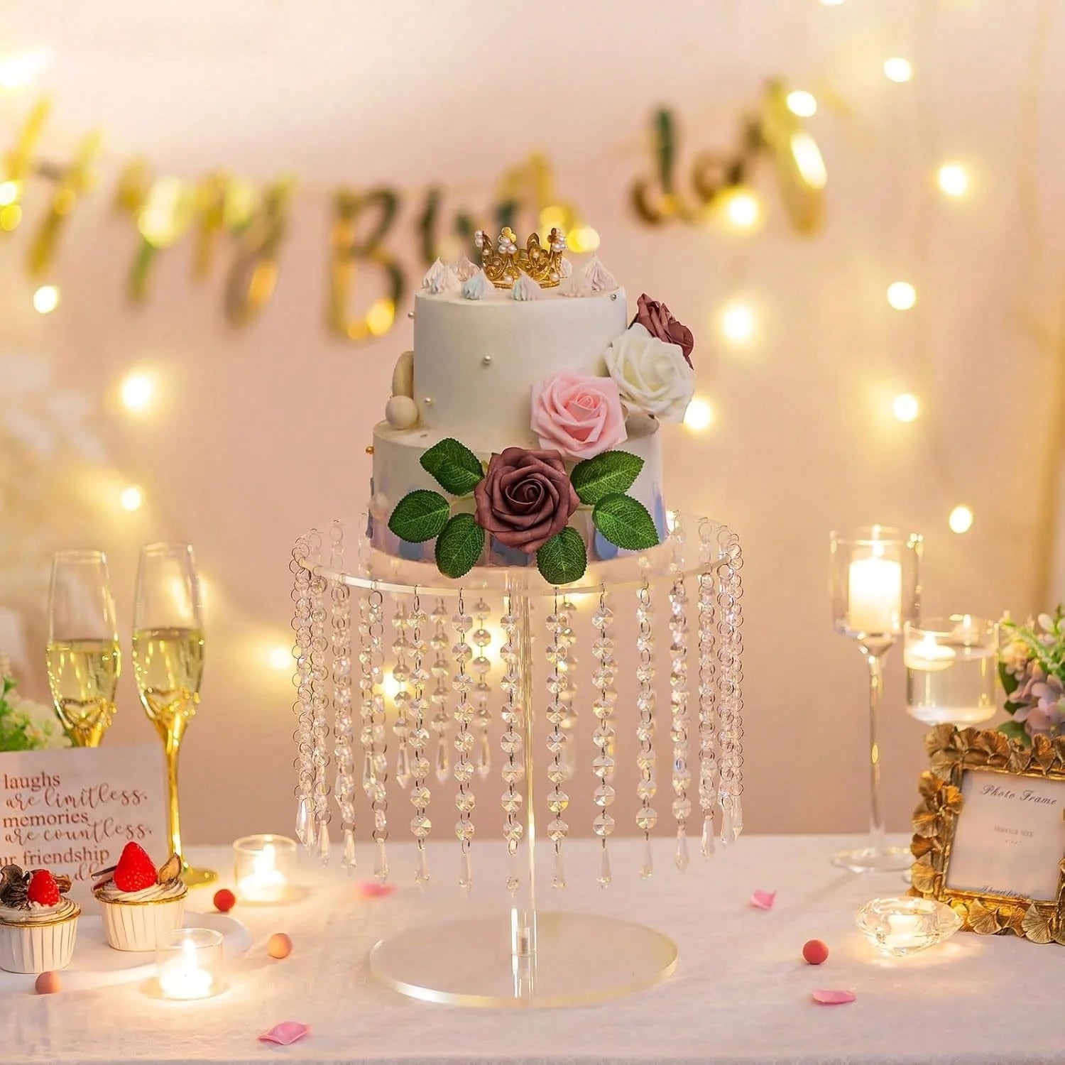 Acrylic Crystal Cake Stand Wedding Cupcake Holder Dessert Buffet Riser
