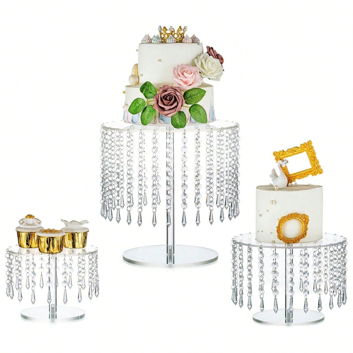 Acrylic Crystal Cake Stand Wedding Cupcake Holder Dessert Buffet Riser