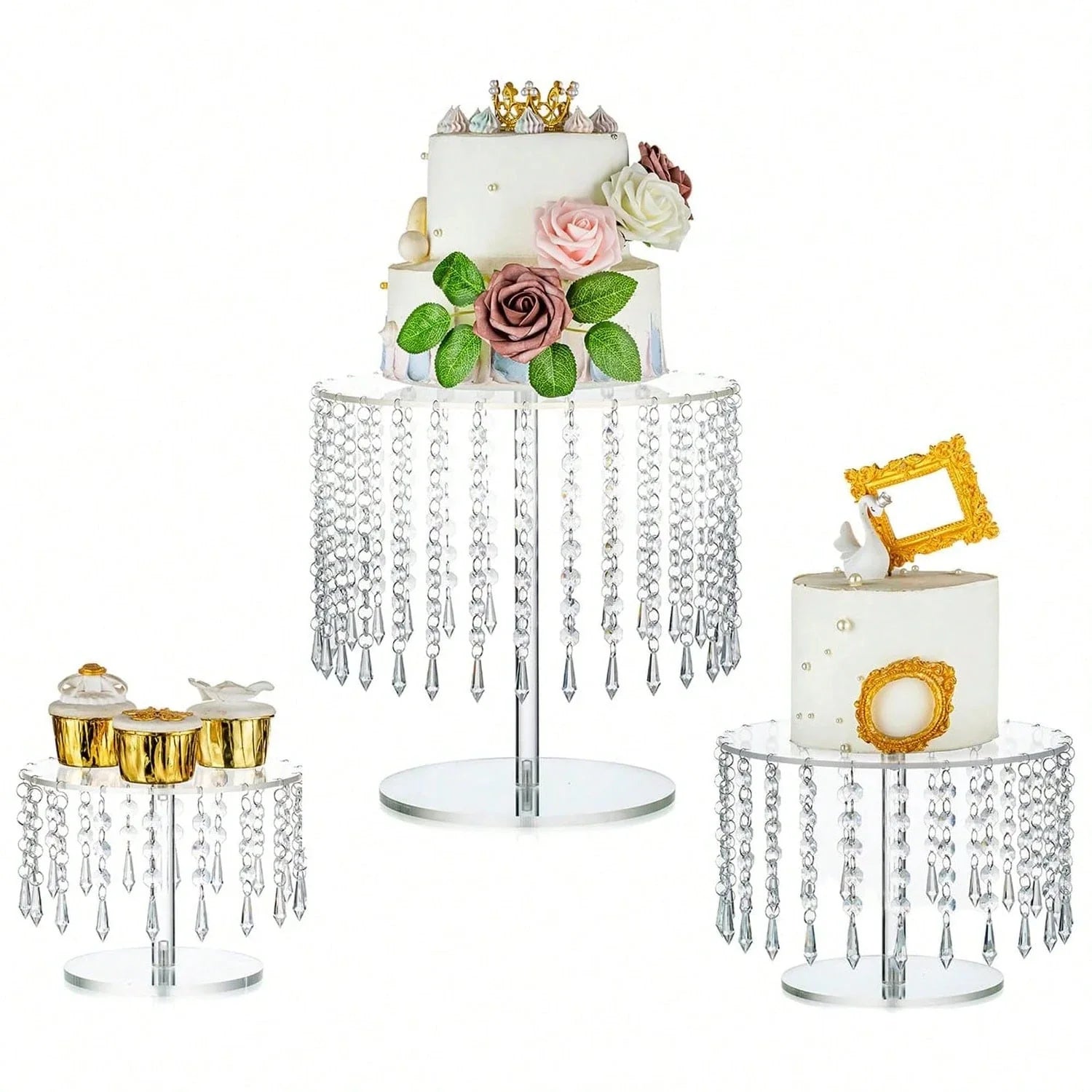Acrylic Crystal Cake Stand Wedding Cupcake Holder Dessert Buffet Riser