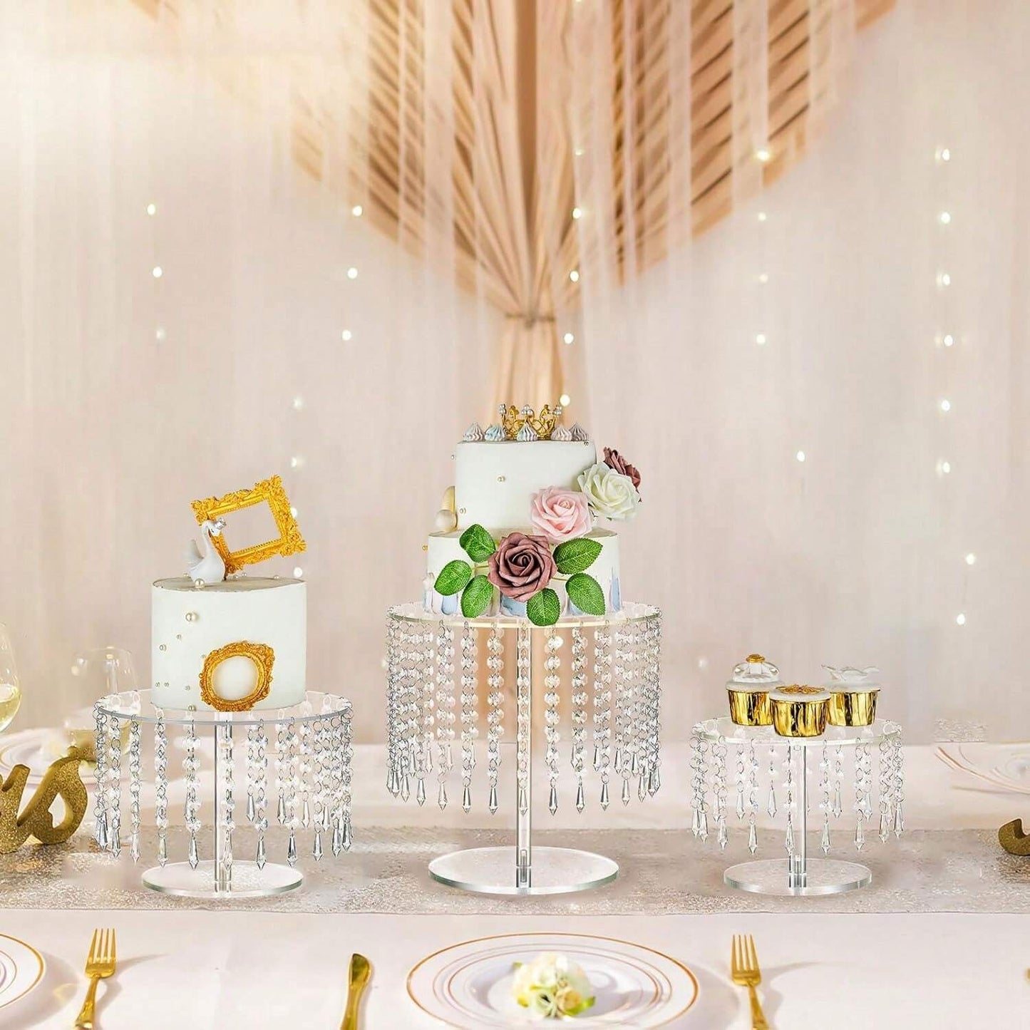 Acrylic Crystal Cake Stand Wedding Cupcake Holder Dessert Buffet Riser