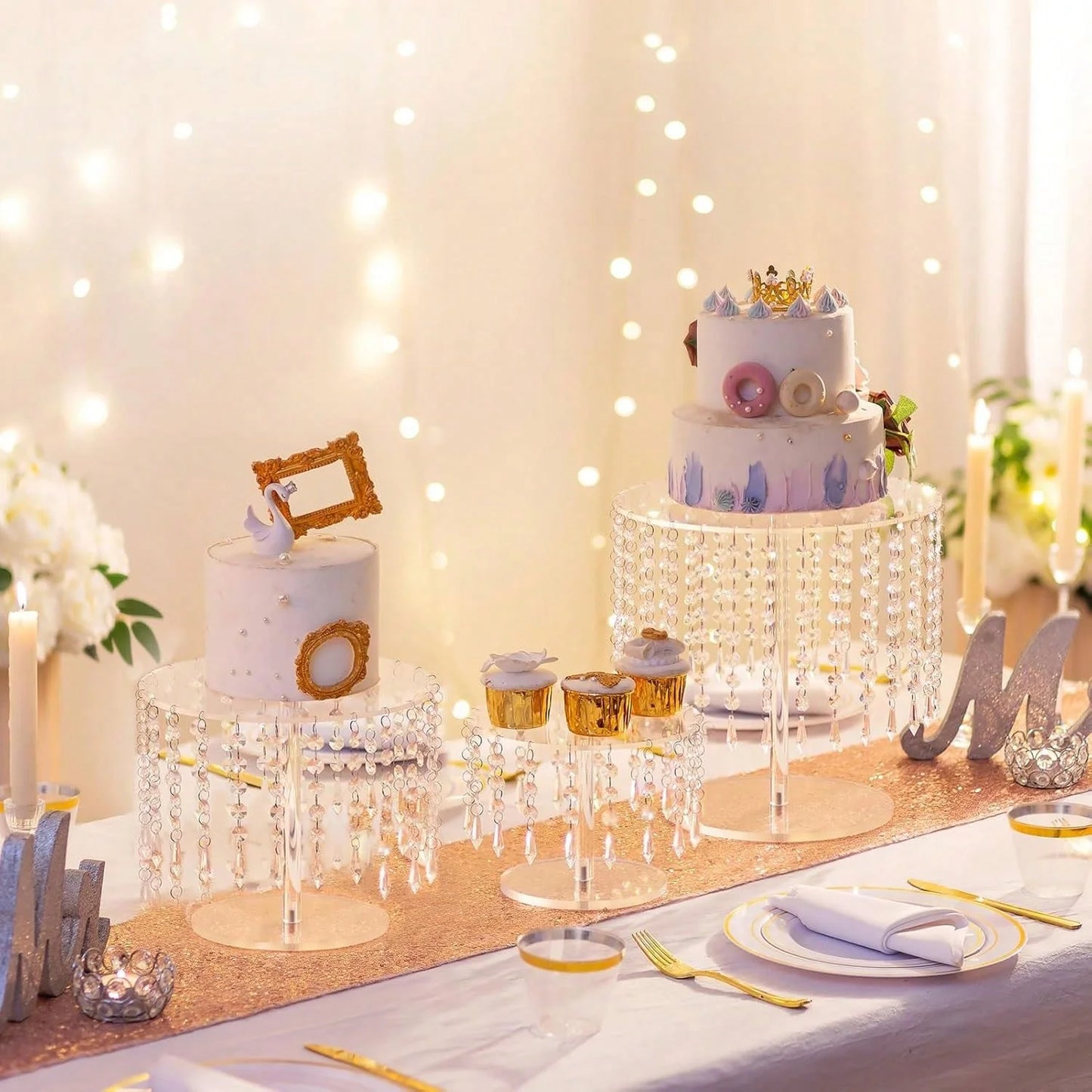 Acrylic Crystal Cake Stand Wedding Cupcake Holder Dessert Buffet Riser