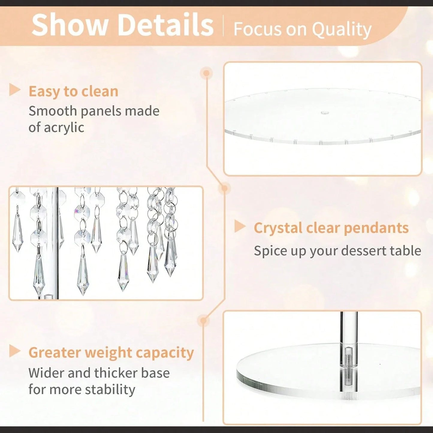 Acrylic Crystal Cake Stand Wedding Cupcake Holder Dessert Buffet Riser