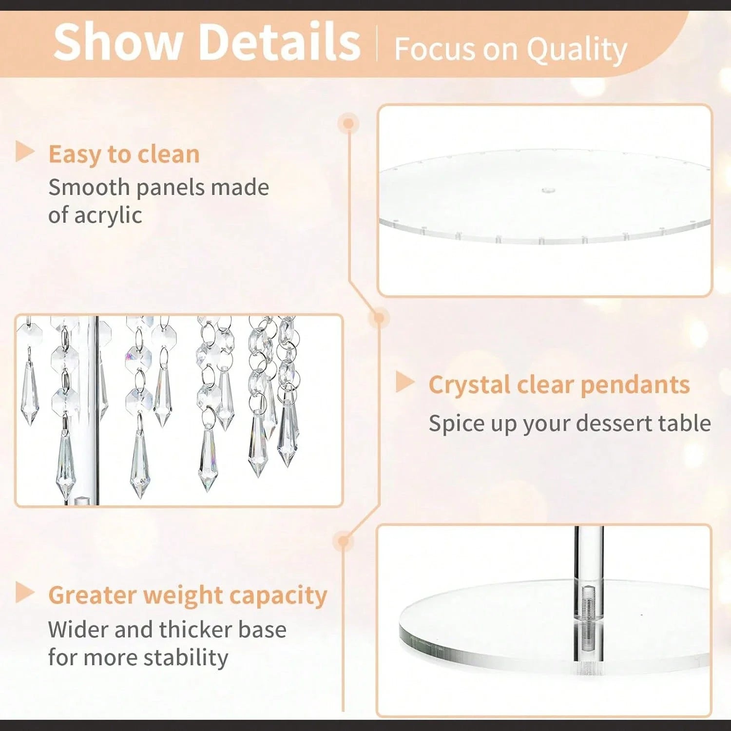 Acrylic Crystal Cake Stand Wedding Cupcake Holder Dessert Buffet Riser