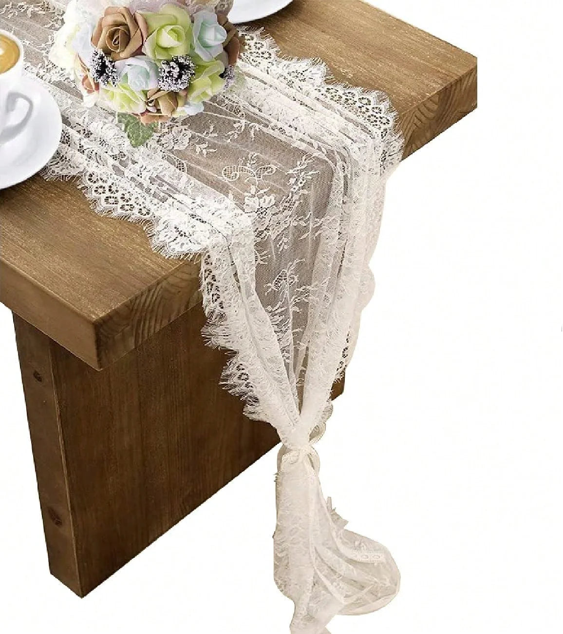 White Lace Boho Table Runners 35.6 x 304.8 cm for Weddings & Parties