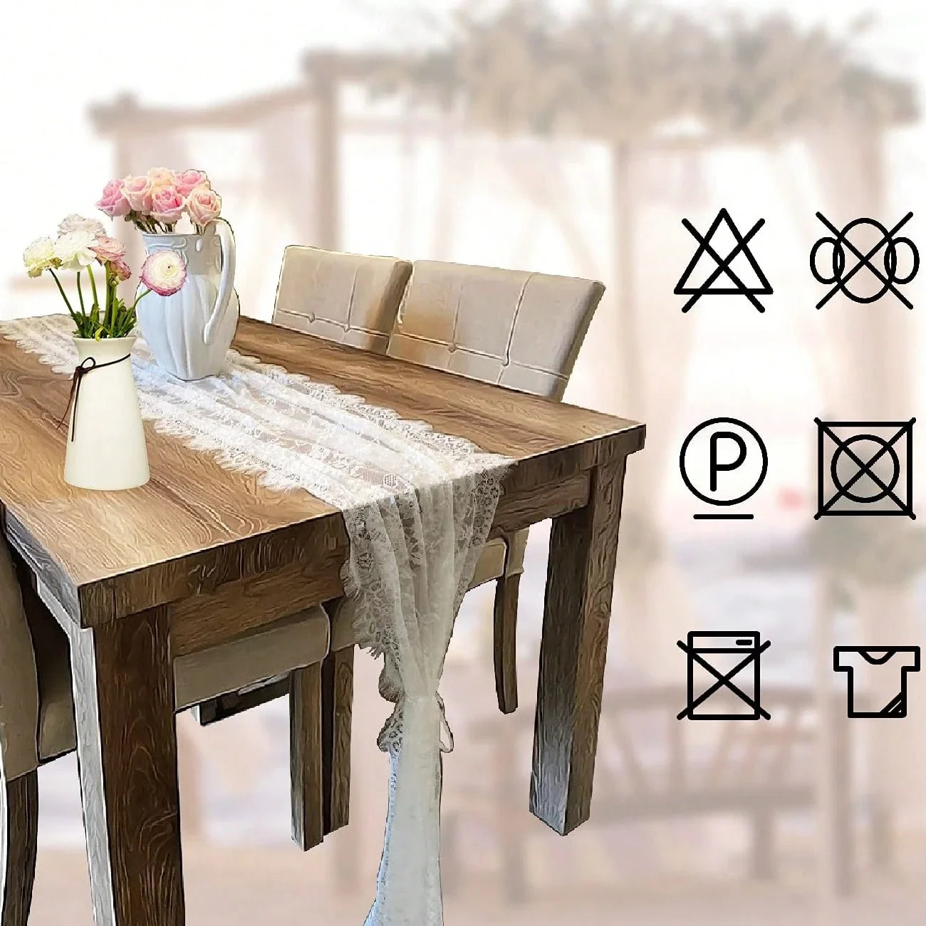 White Lace Boho Table Runners 35.6 x 304.8 cm for Weddings & Parties