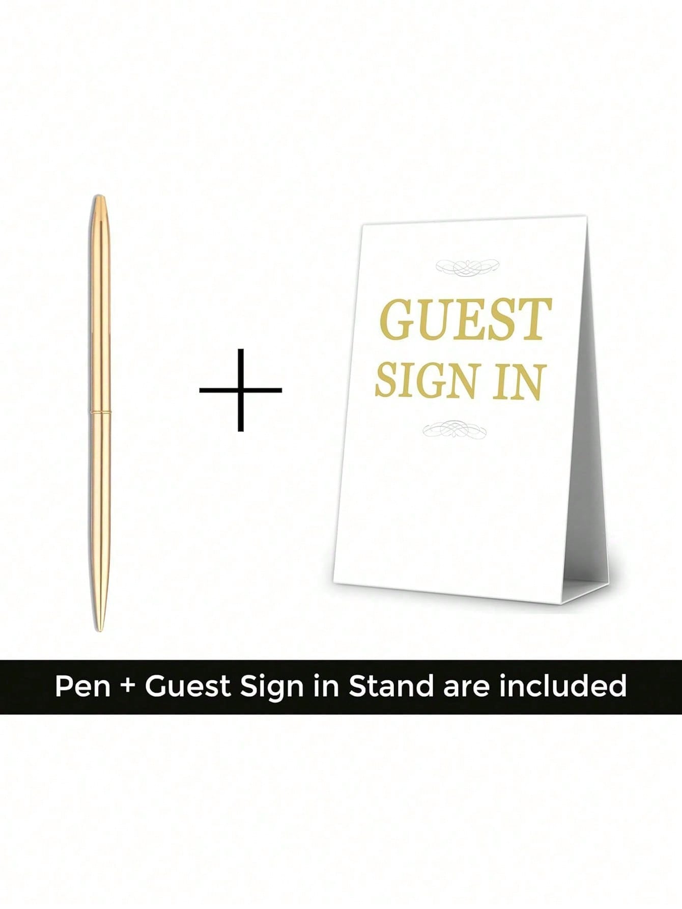 Golden Guest Book with Pen 23x18 cm Hardcover Polaroid Book Foil Gilded Edges
