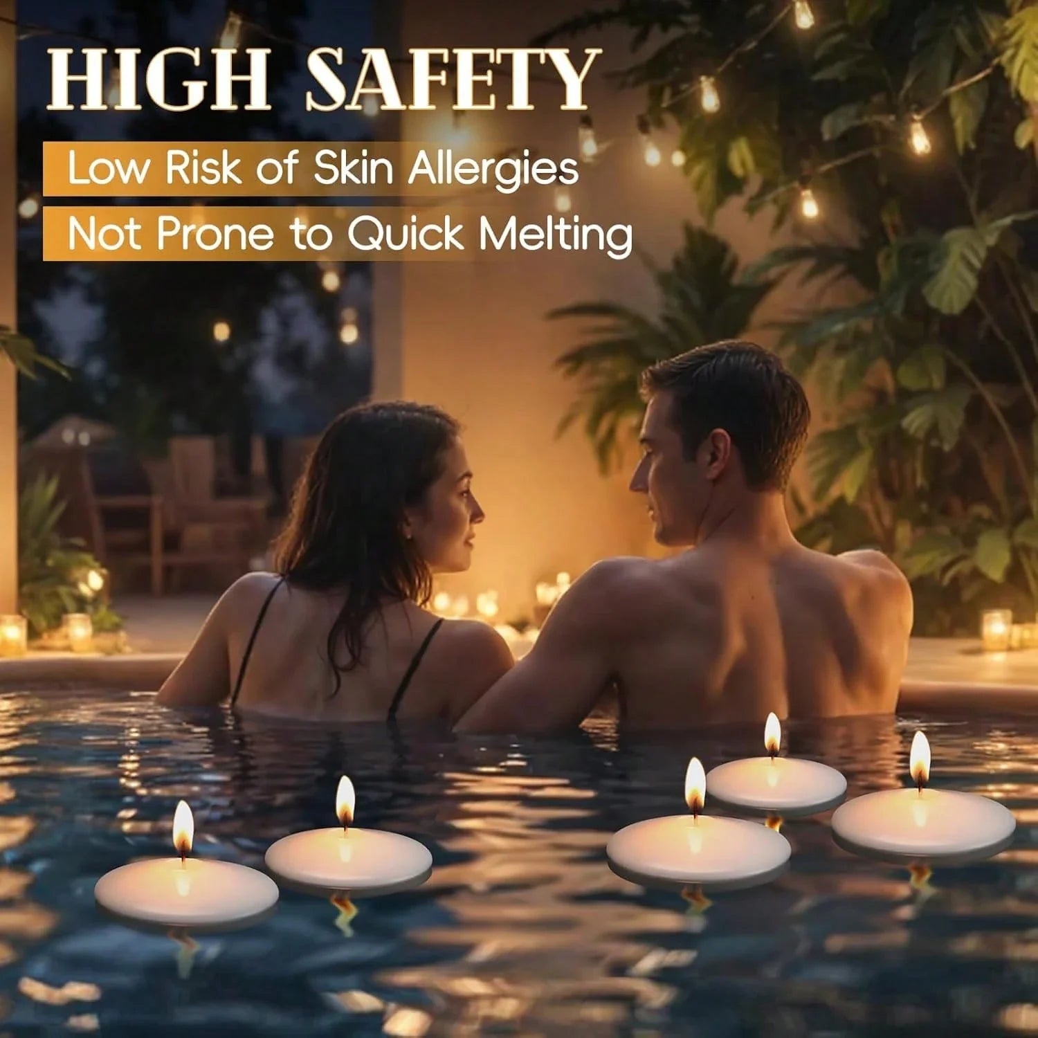 7.6cm White Smokeless Floating Wax Candles for Weddings & Parties