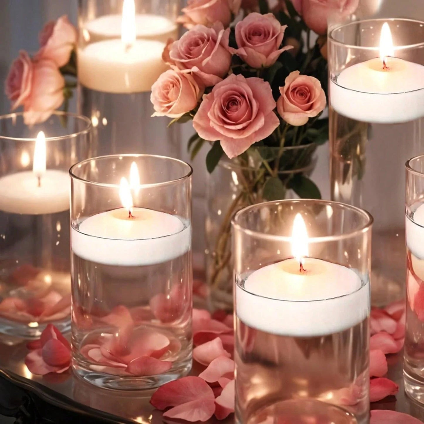7.6cm White Smokeless Floating Wax Candles for Weddings & Parties