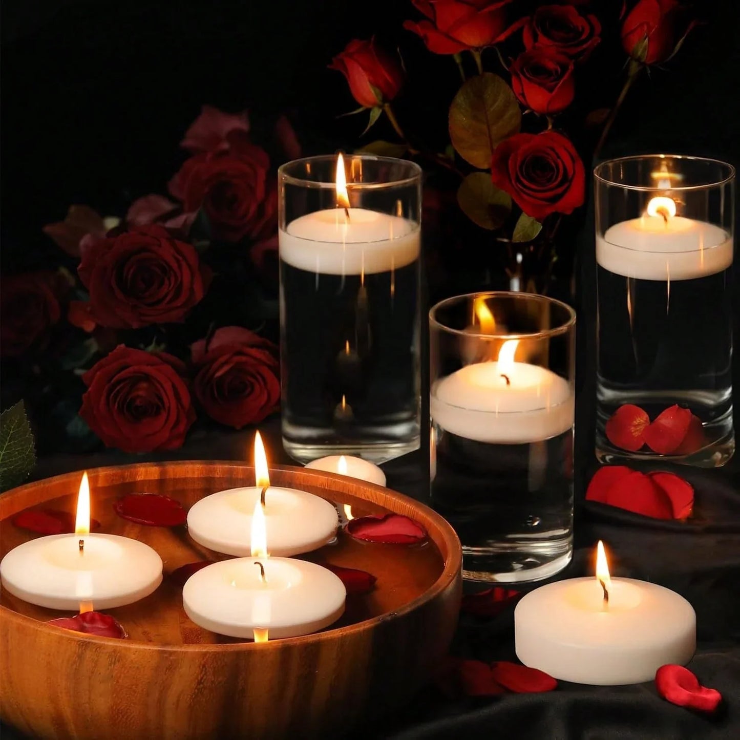 7.6cm White Smokeless Floating Wax Candles for Weddings & Parties