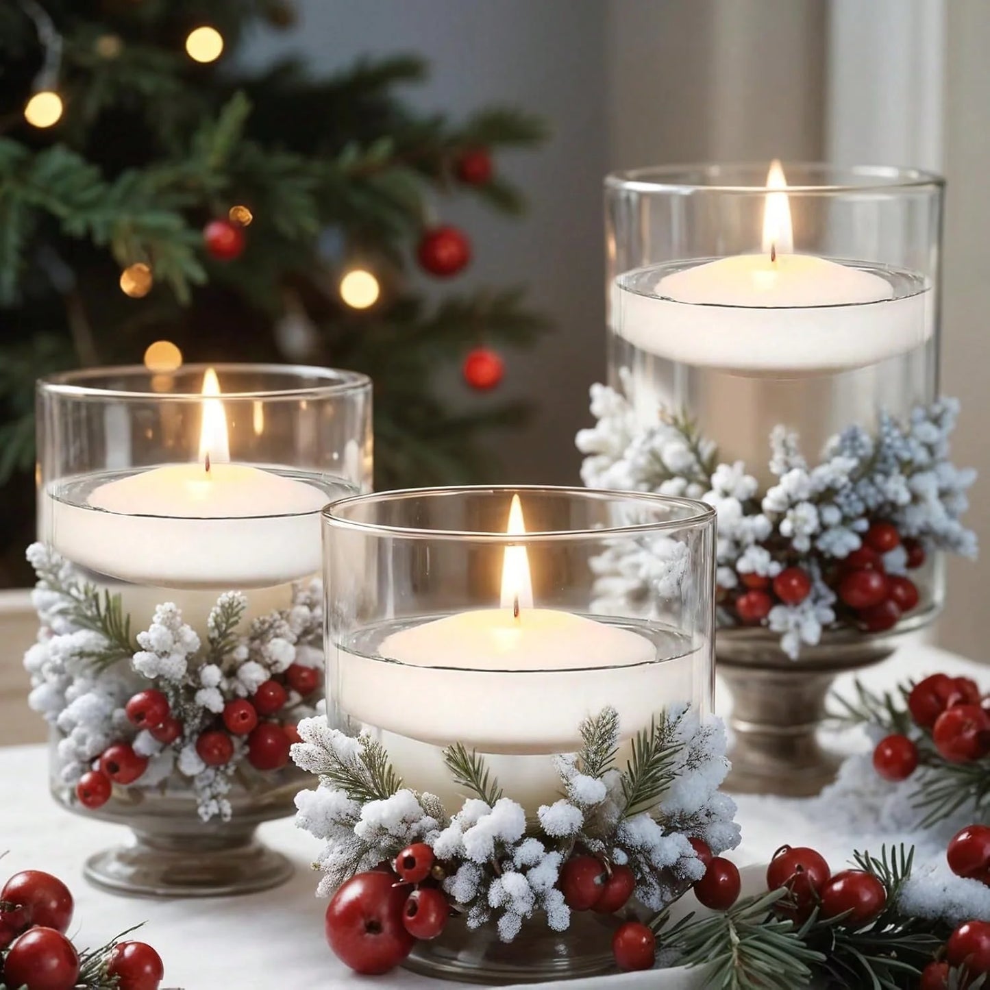 7.6cm White Smokeless Floating Wax Candles for Weddings & Parties