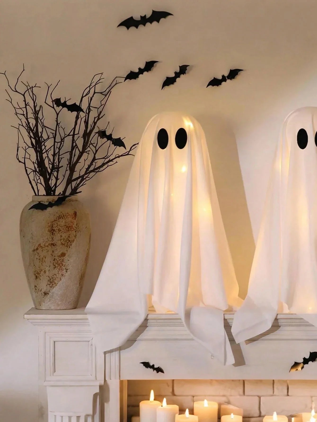 2-Piece Halloween Ghost Decorations with String Lights for Indoor Party