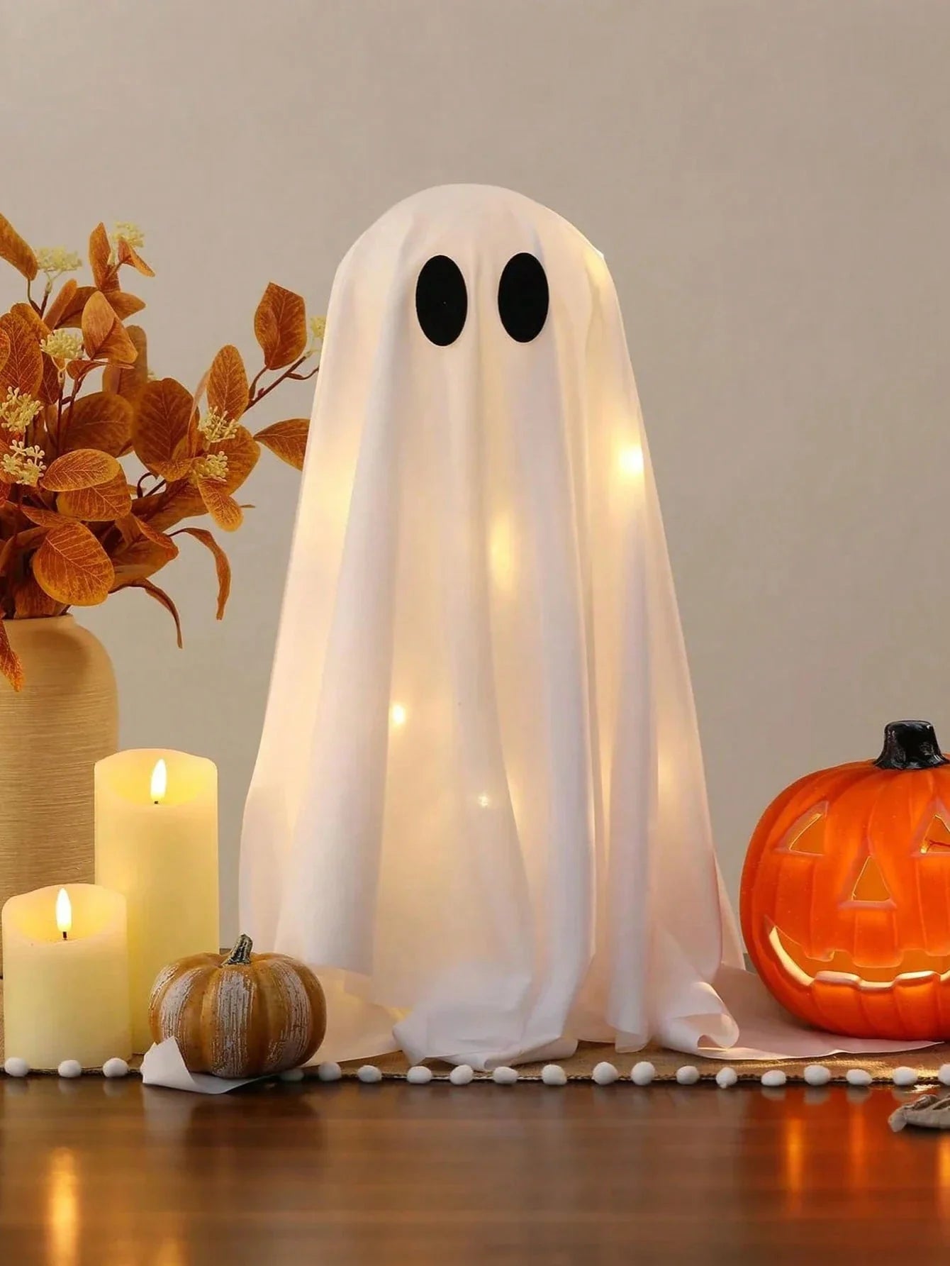 2-Piece Halloween Ghost Decorations with String Lights for Indoor Party