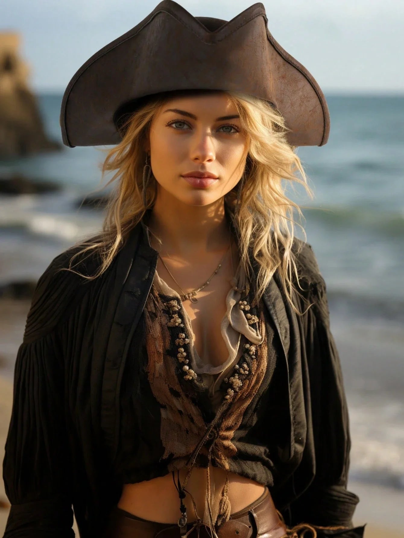 Women's Colonial Tricorn Pirate Hat for Costumes & Parties