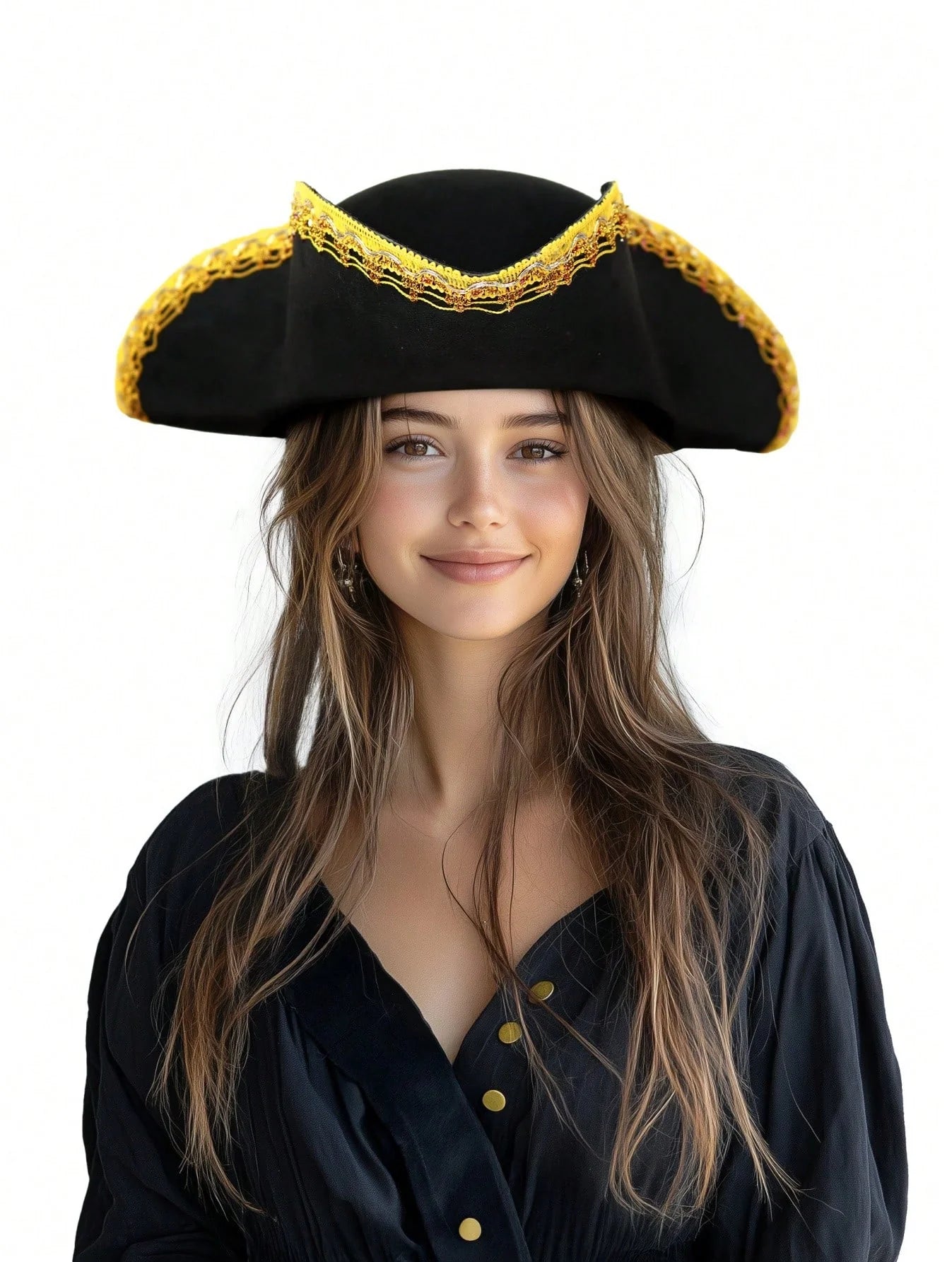 Women's Colonial Tricorn Pirate Hat for Costumes & Parties