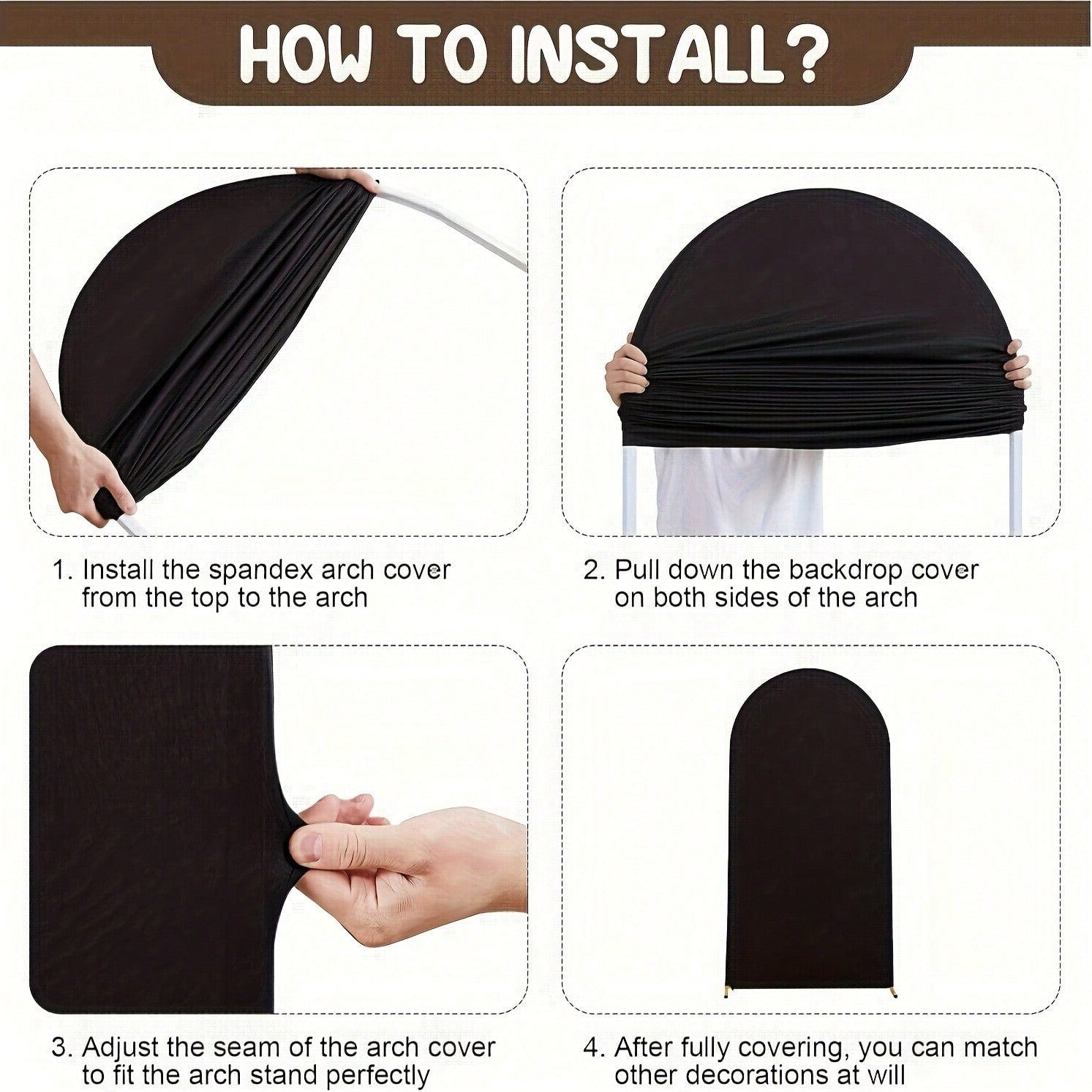 2-Piece Arch Shaped Spandex Fabric Backdrop for Weddings & Parties