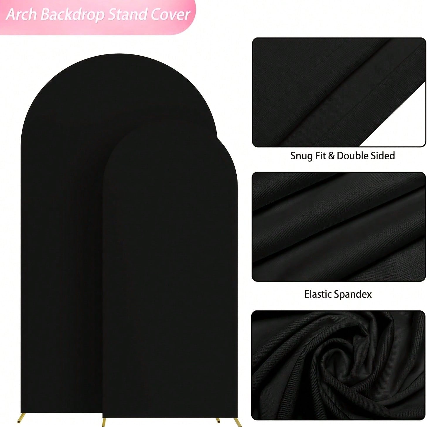 2-Piece Arch Shaped Spandex Fabric Backdrop for Weddings & Parties