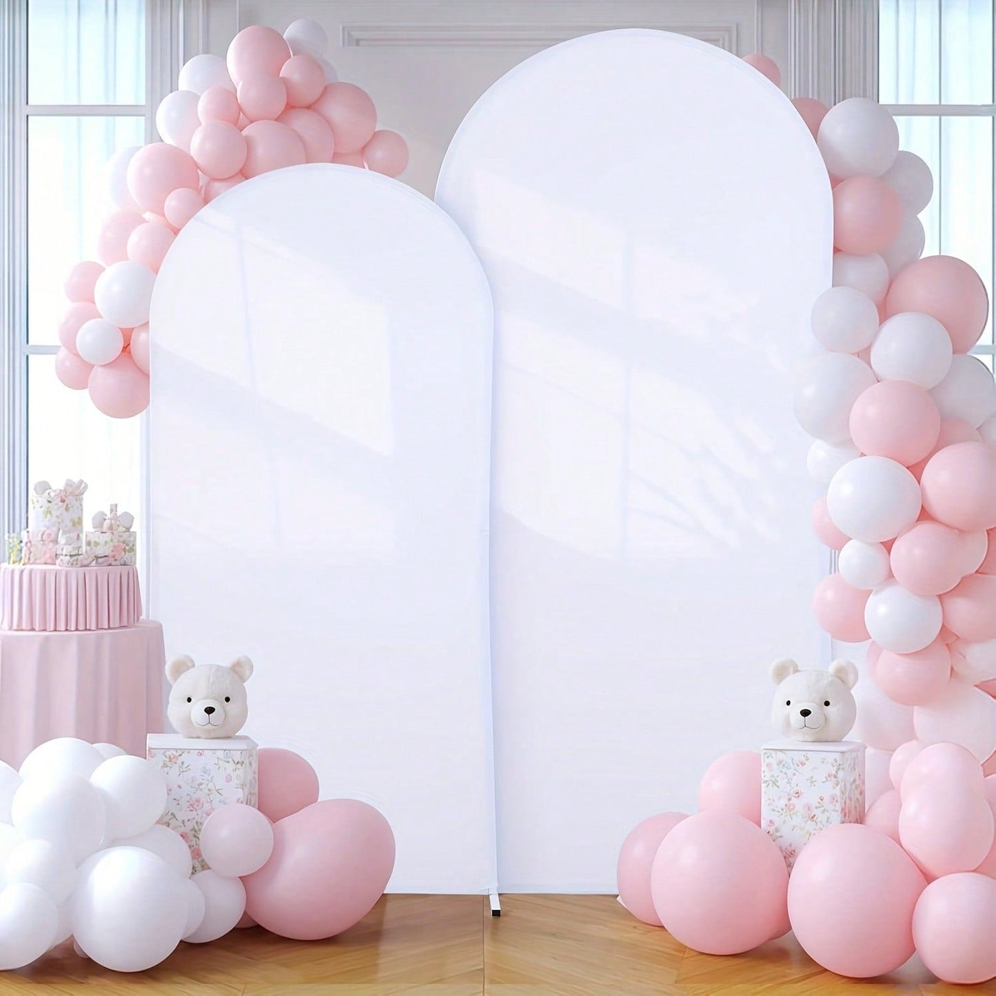 2-Piece Arch Shaped Spandex Fabric Backdrop for Weddings & Parties