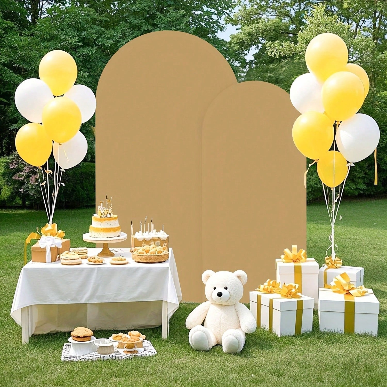2-Piece Arch Shaped Spandex Fabric Backdrop for Weddings & Parties