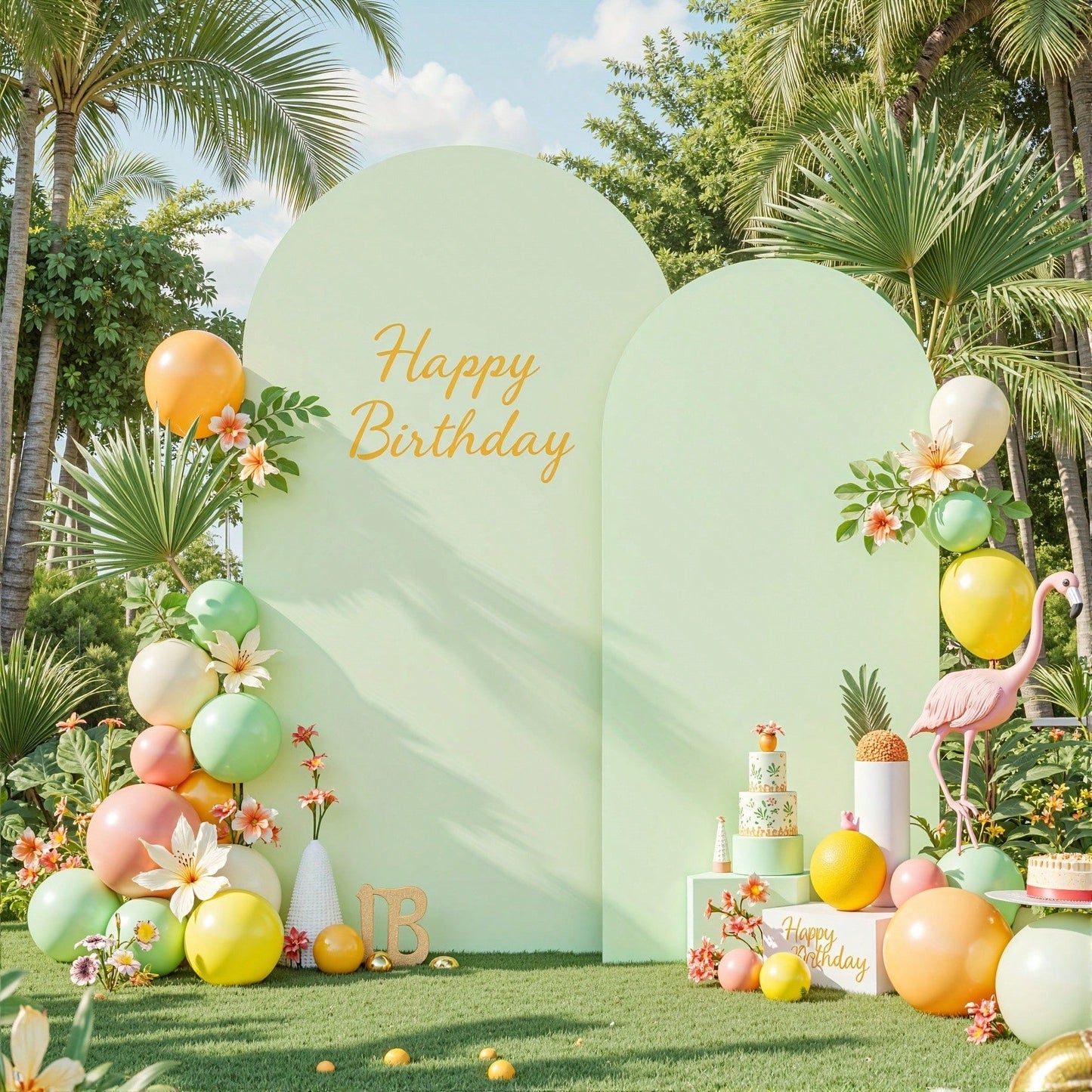 2-Piece Arch Shaped Spandex Fabric Backdrop for Weddings & Parties
