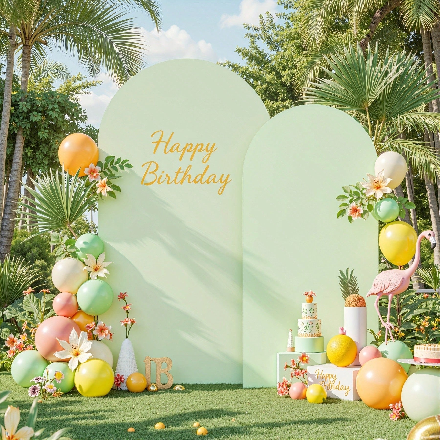 2-Piece Arch Shaped Spandex Fabric Backdrop for Weddings & Parties