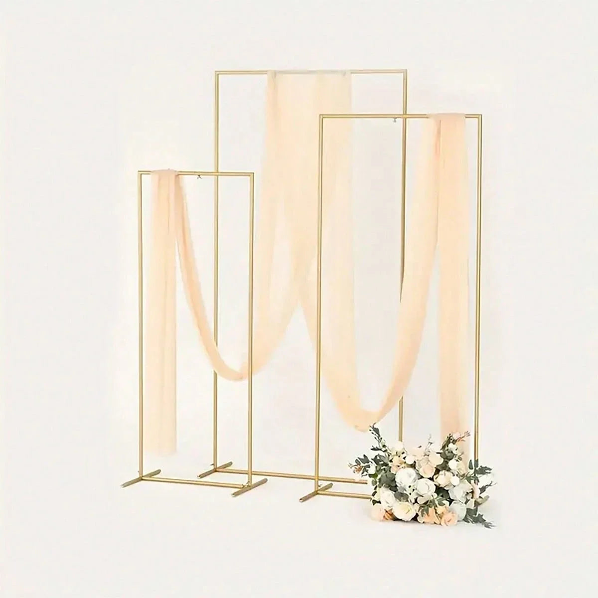 Elegant Metal Wedding Arch Golden Frame Backdrop Stand for Ceremonies