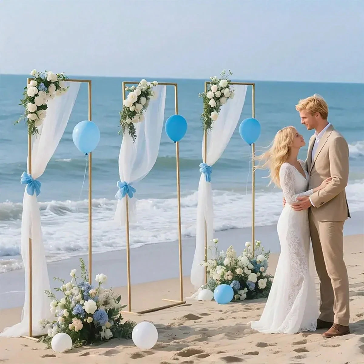 Elegant Metal Wedding Arch Golden Frame Backdrop Stand for Ceremonies