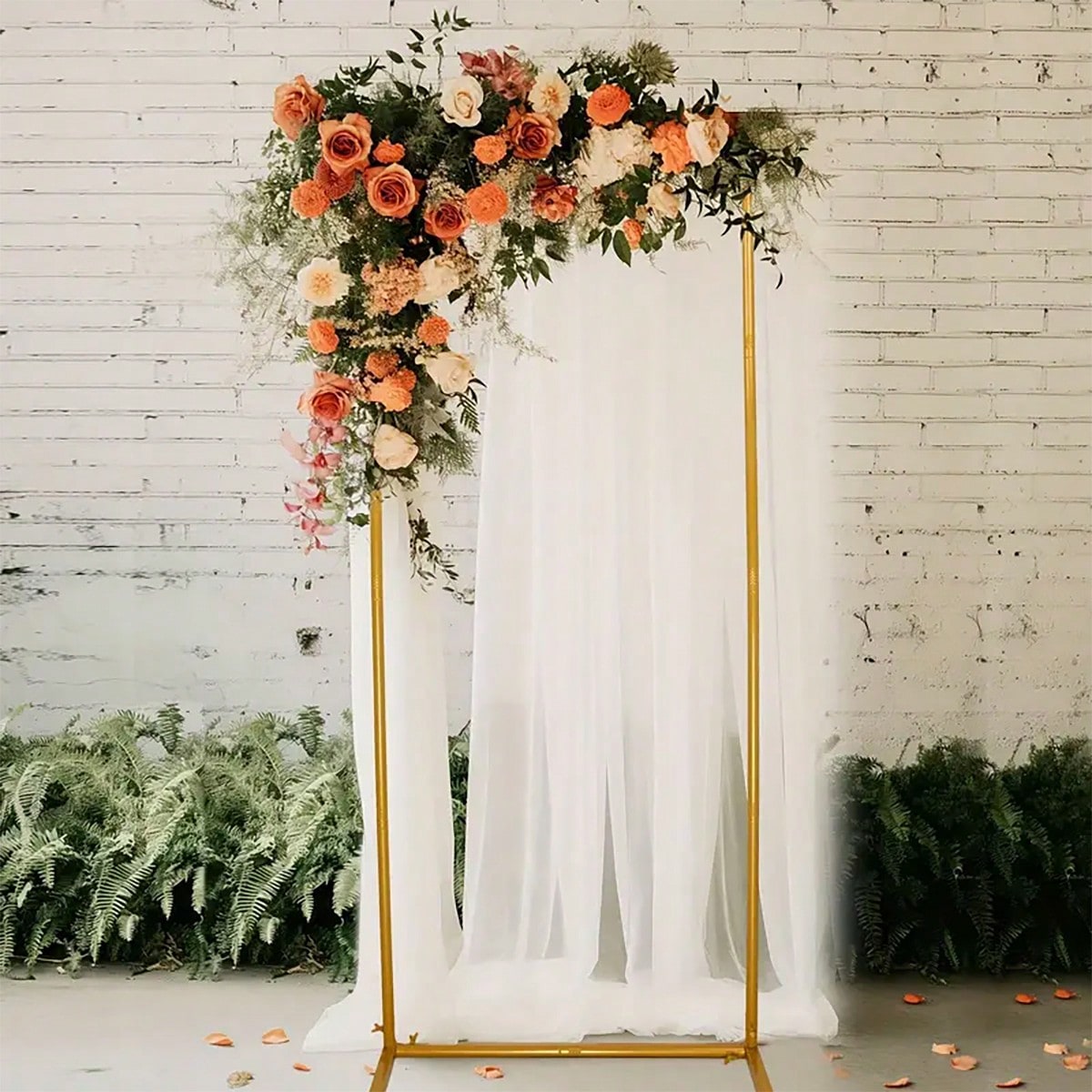 Elegant Metal Wedding Arch Golden Frame Backdrop Stand for Ceremonies