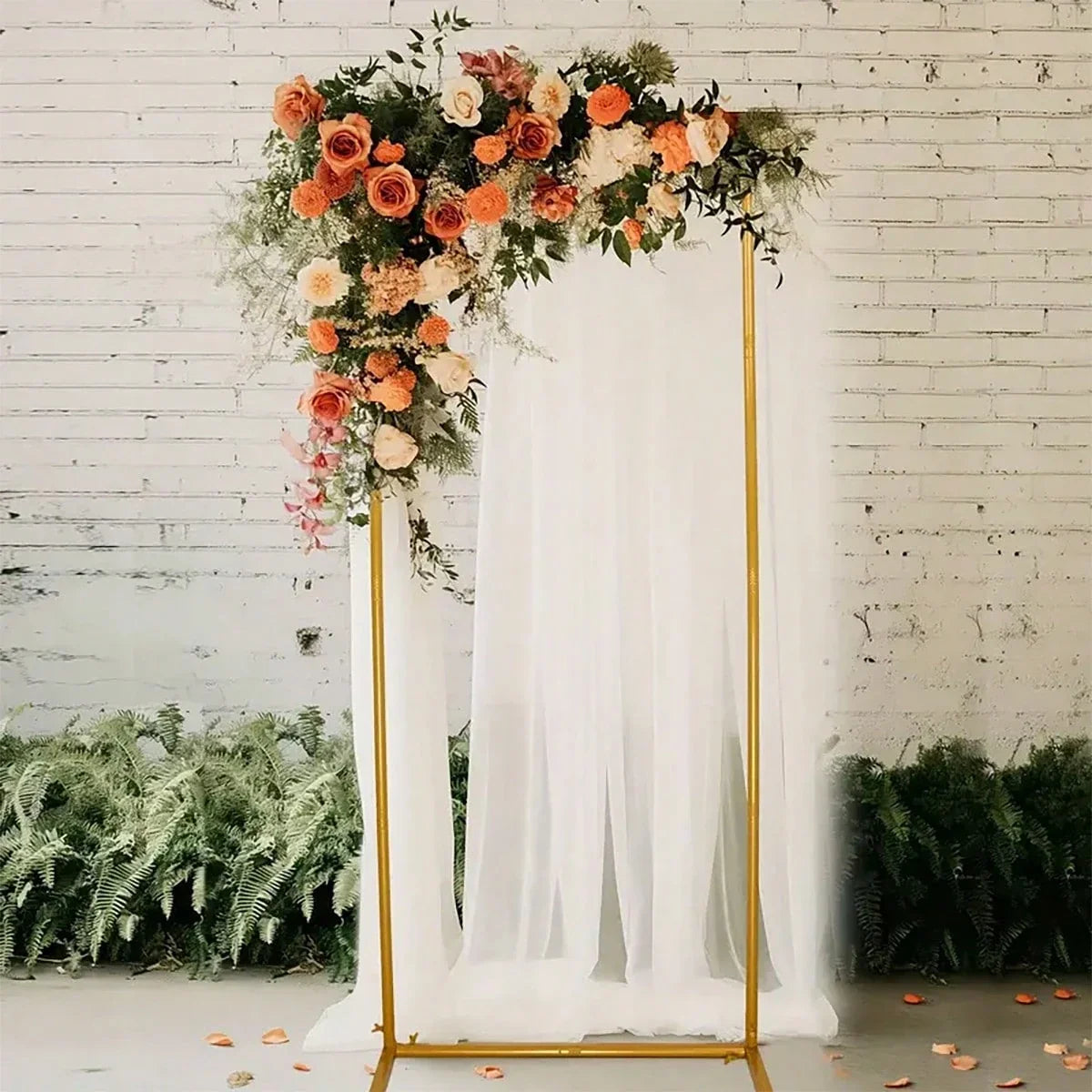 Elegant Metal Wedding Arch Golden Frame Backdrop Stand for Ceremonies